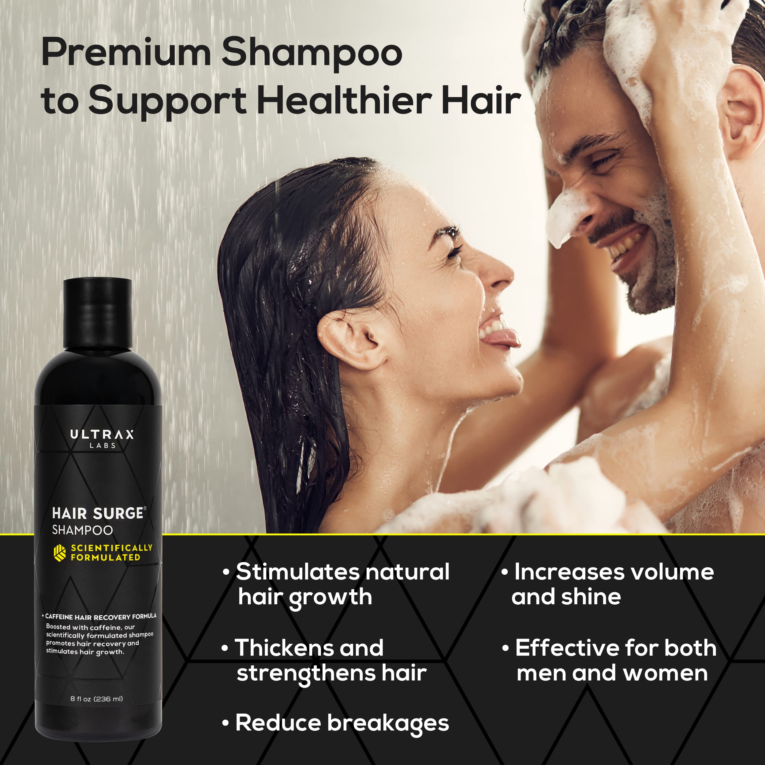 Ultrax Labs Hair Surge label close-up for scalp nourishment.