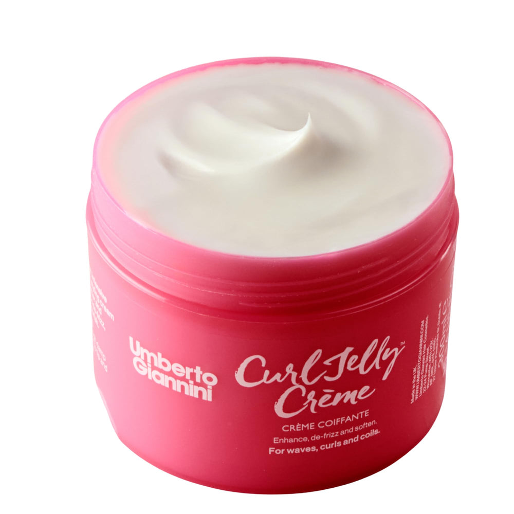 Umberto Giannini Curl Jelly Crema: empaque elegante que sugiere cuidado suave para rizos