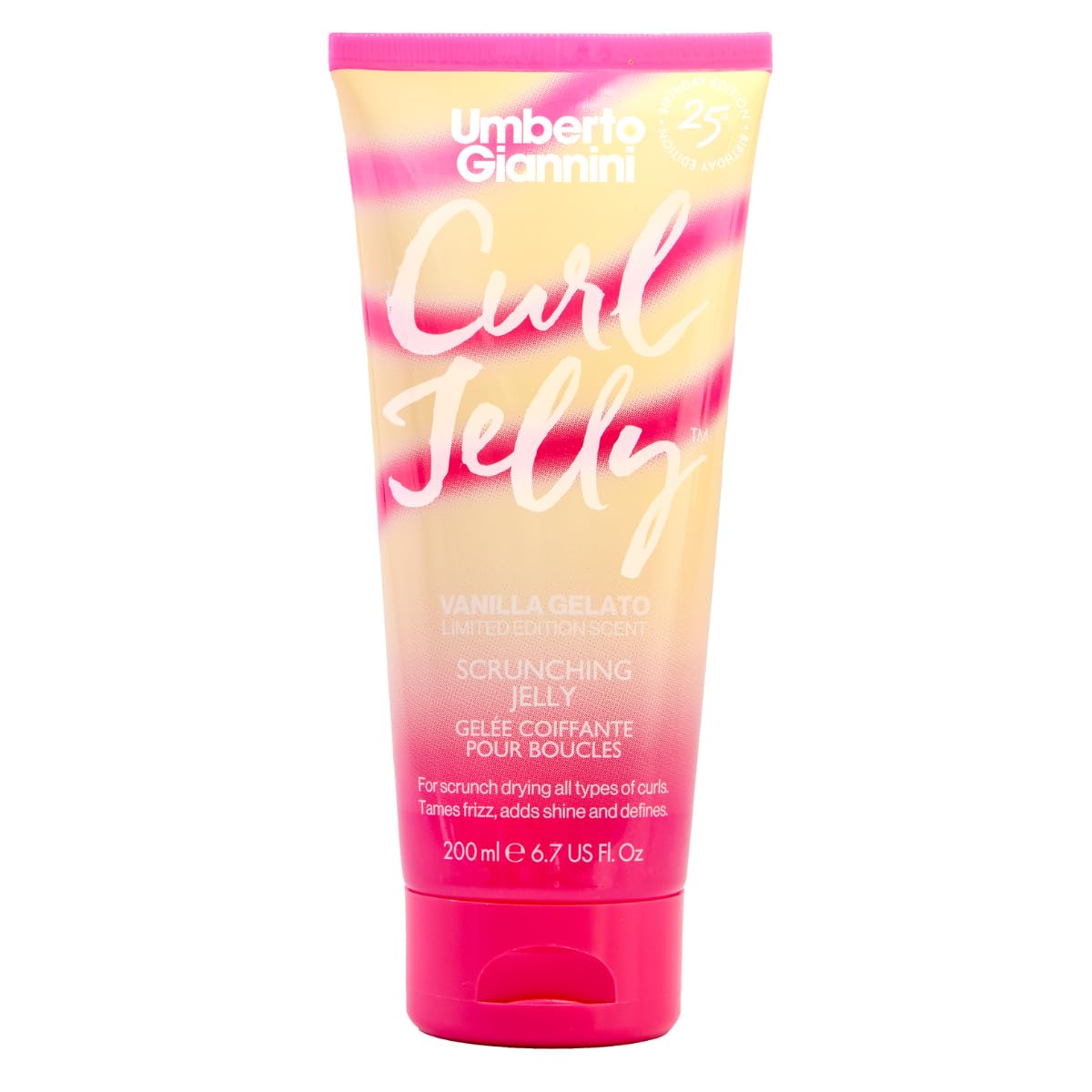 Umberto Giannini Curl Jelly Scrunching Vanilla bottle close up for defining curls