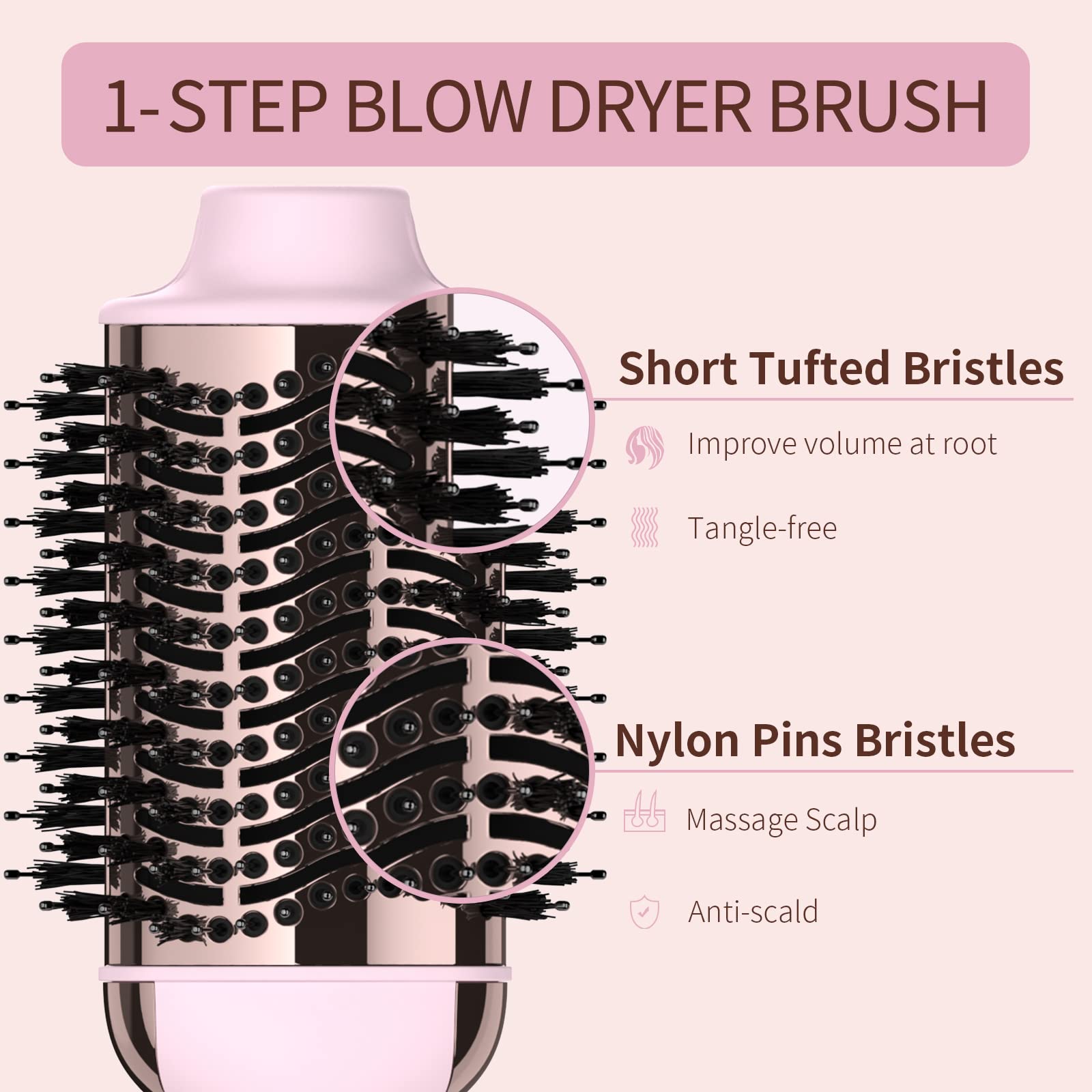 Umeely hair dryer brush offers three heat settings for versatile styling.
