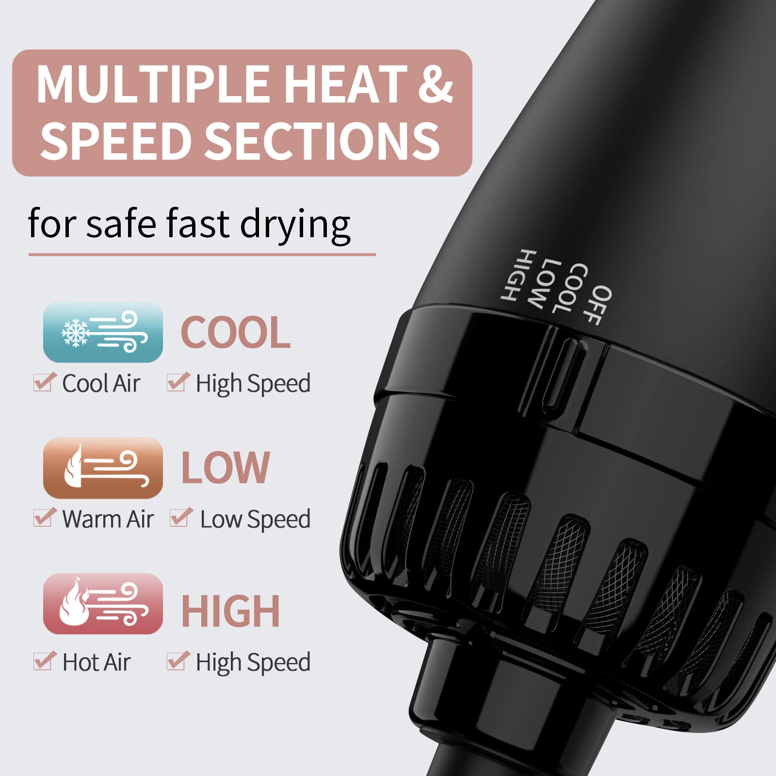 Umeely brush delivers 360° airflow to shape and volumize hair.