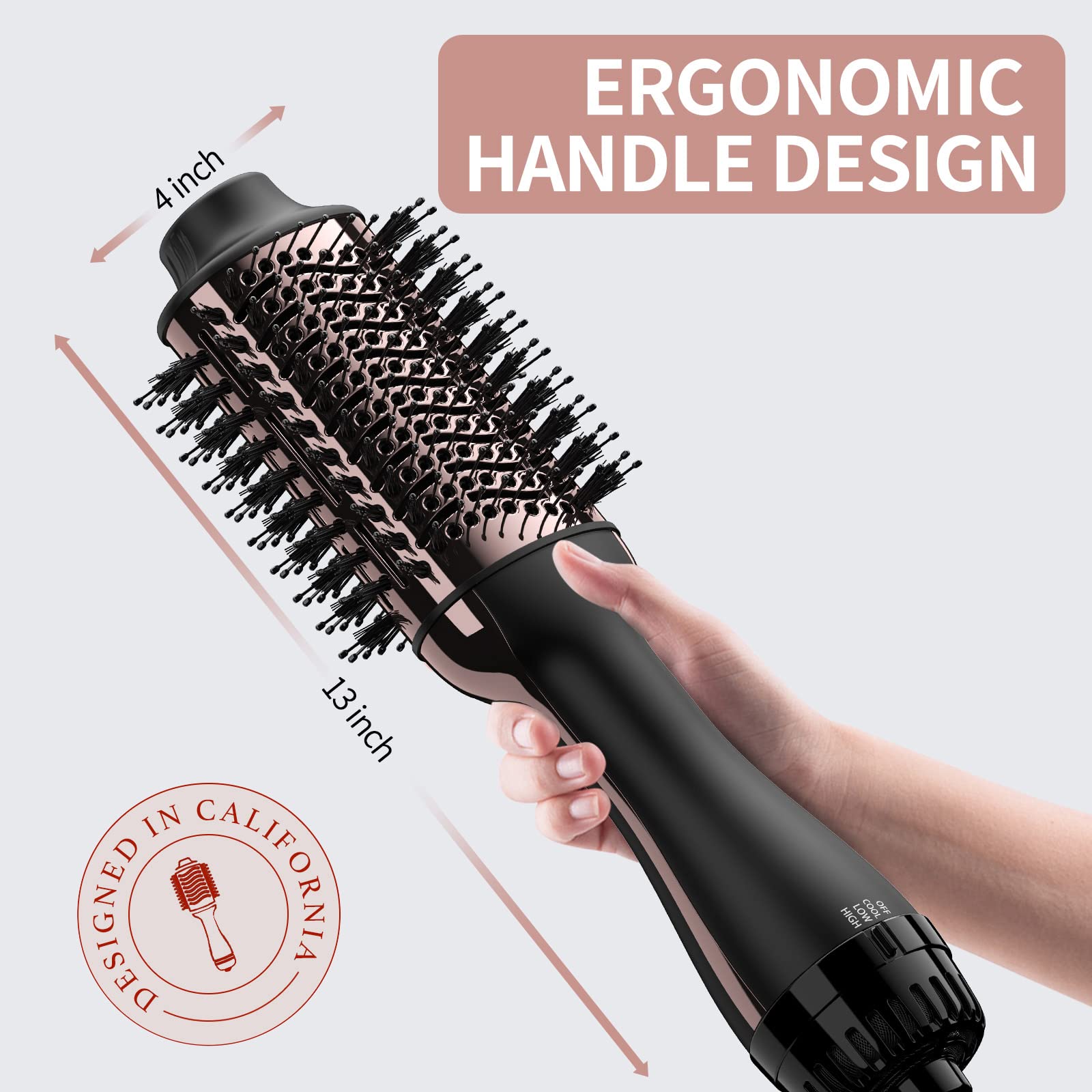 Umeely nylon pins and tufted bristles prevent tangles during styling.