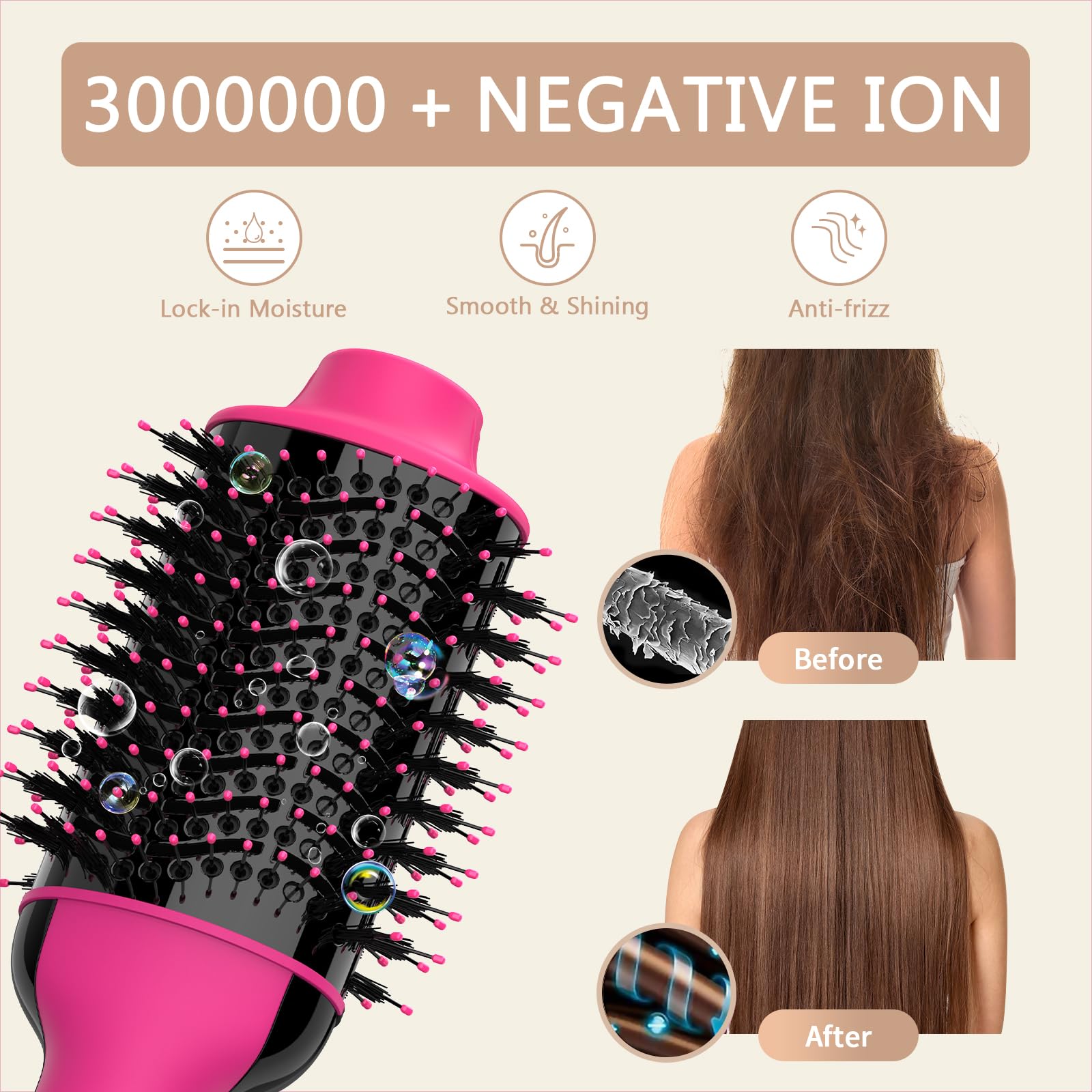 Umeely Hair Dryer Brush ergonomic handle enables comfortable styling.