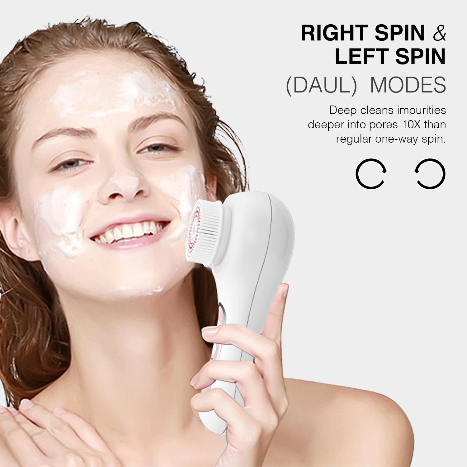 Umickoo face scrubber in deep-clean mode for thorough cleansing.