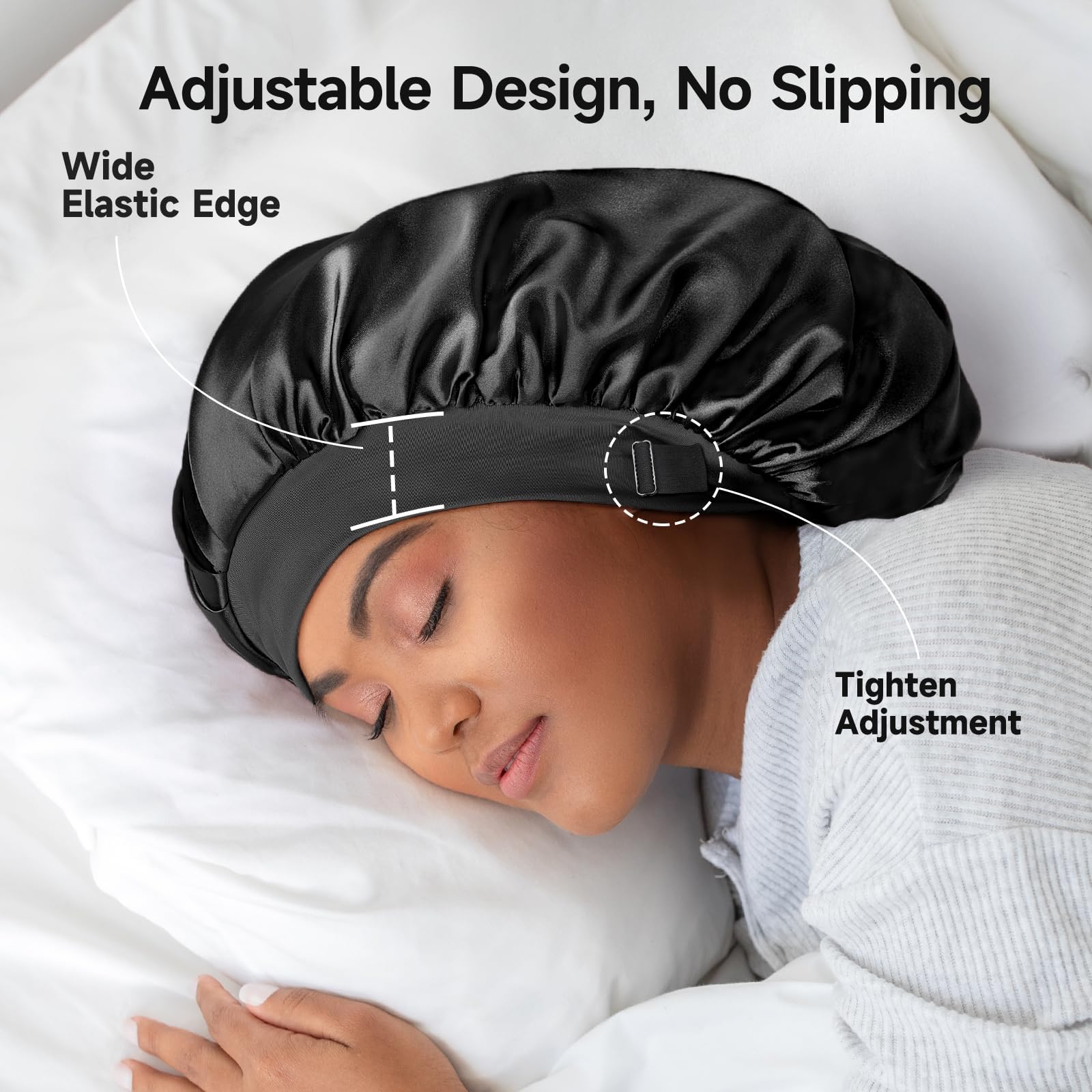 Gorro con banda ajustable Umisleep, mantiene la seda en su lugar