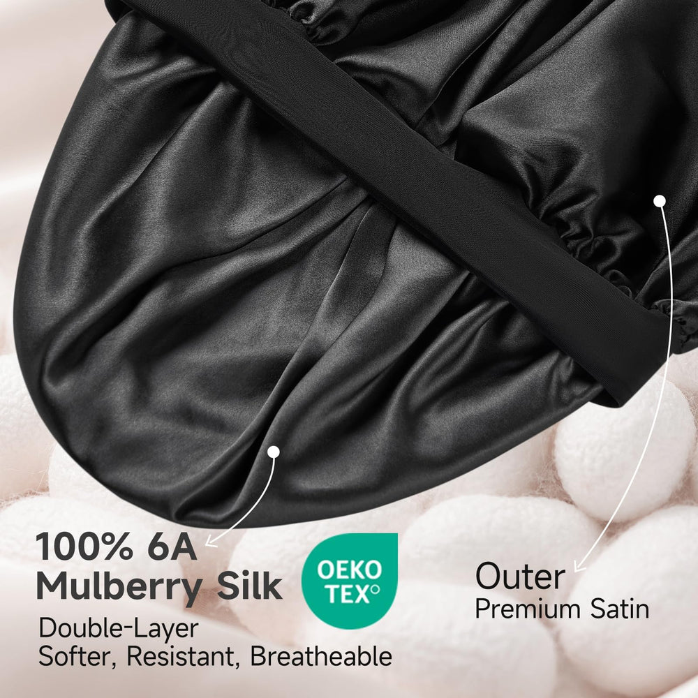 Gorro Umisleep negro para dormir, reduce fricción y evita enredos