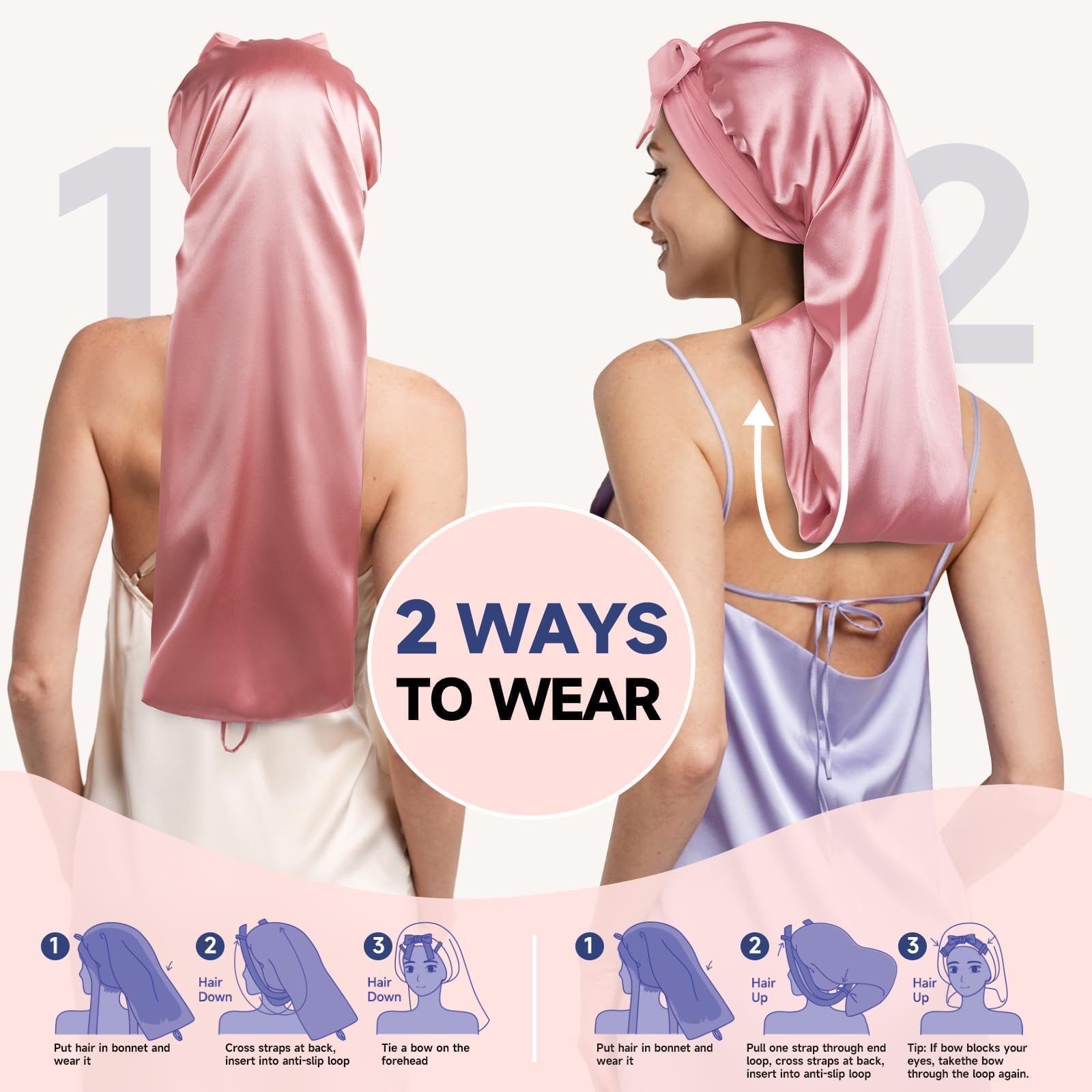 Umisleep silk bonnet protects pillows from hair product stains and dyes