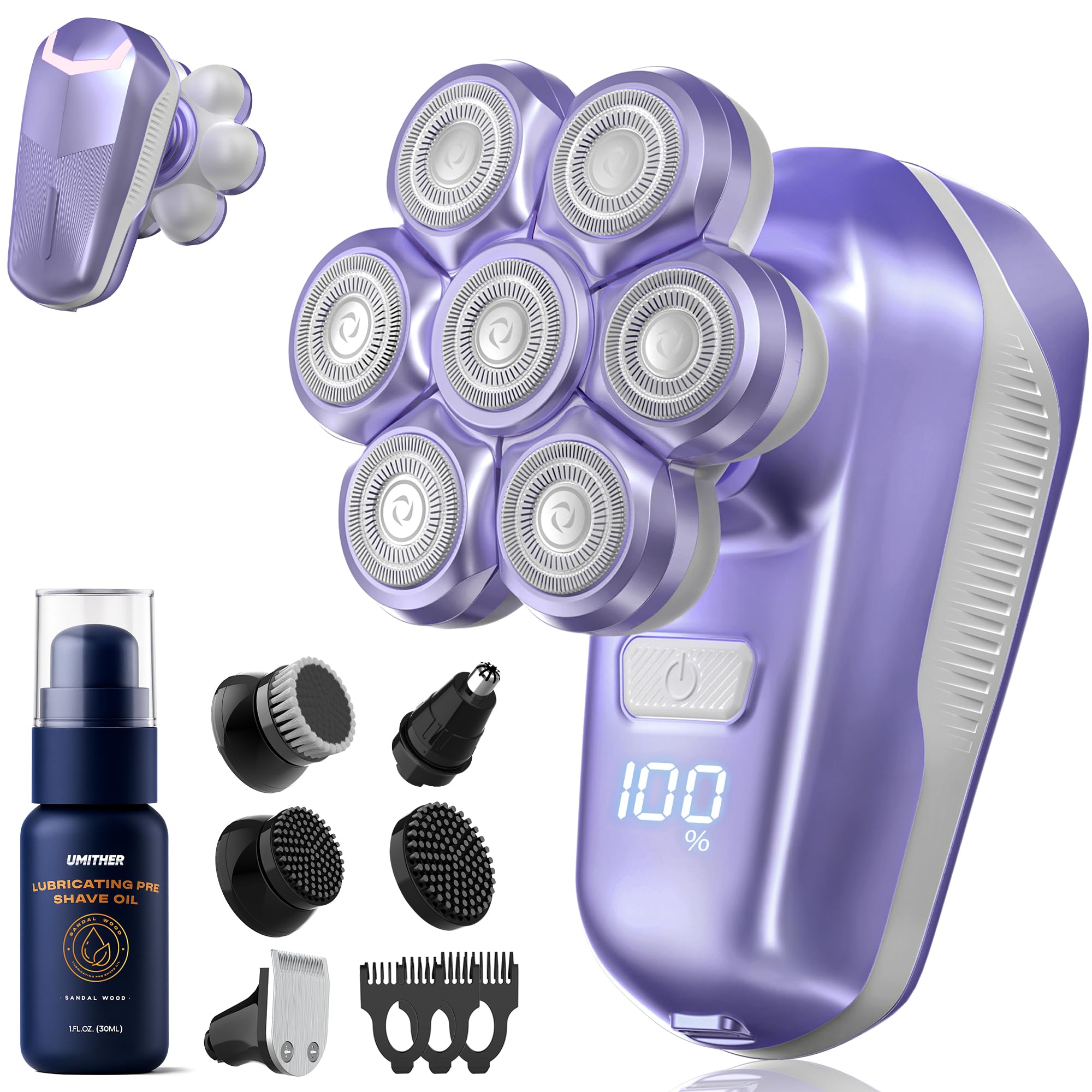 Umither electric shaver with 7D heads glides smoothly along curves for comfortable full-body grooming