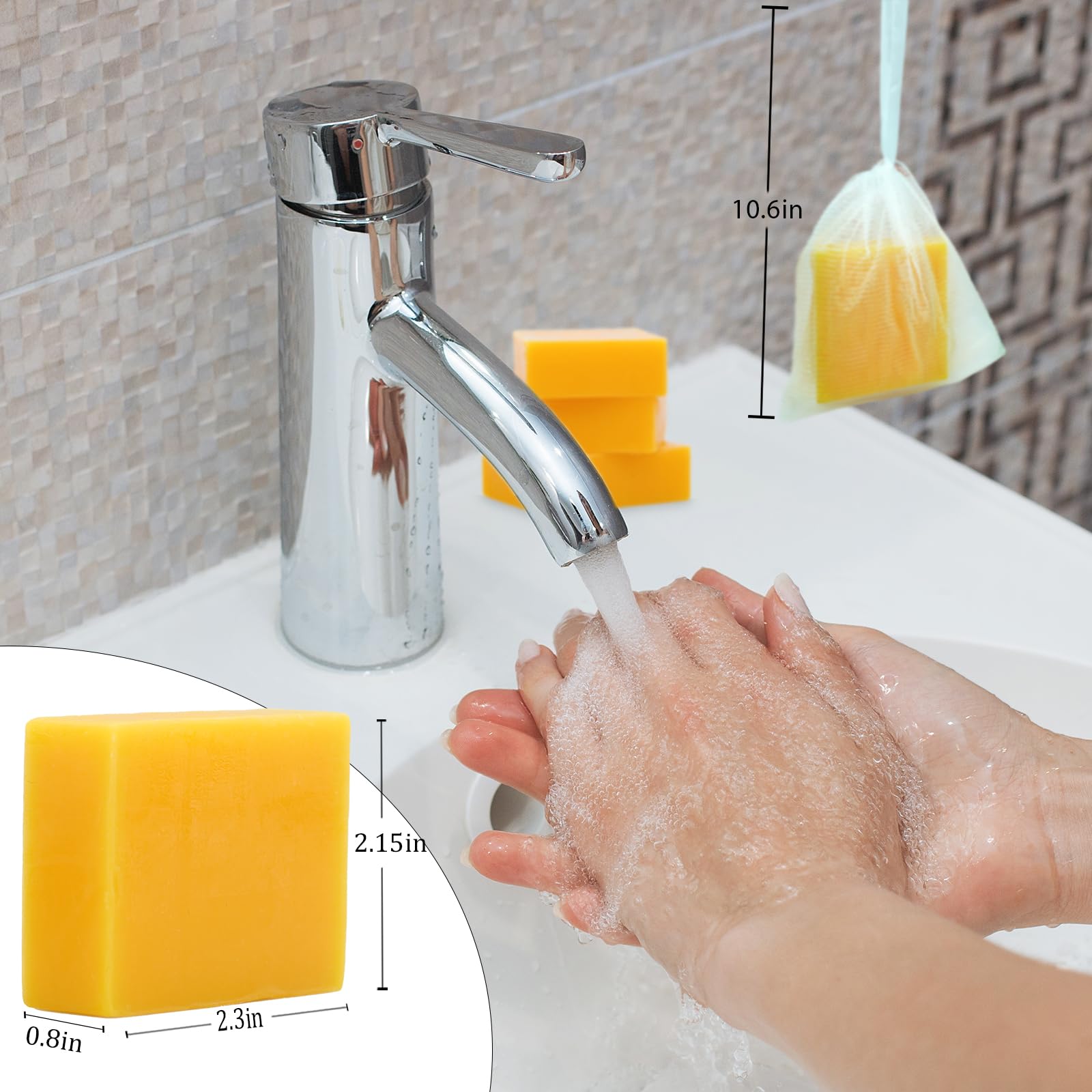 Umpeimvon turmeric soap packaging shown, ideal for daily routine or gifting.