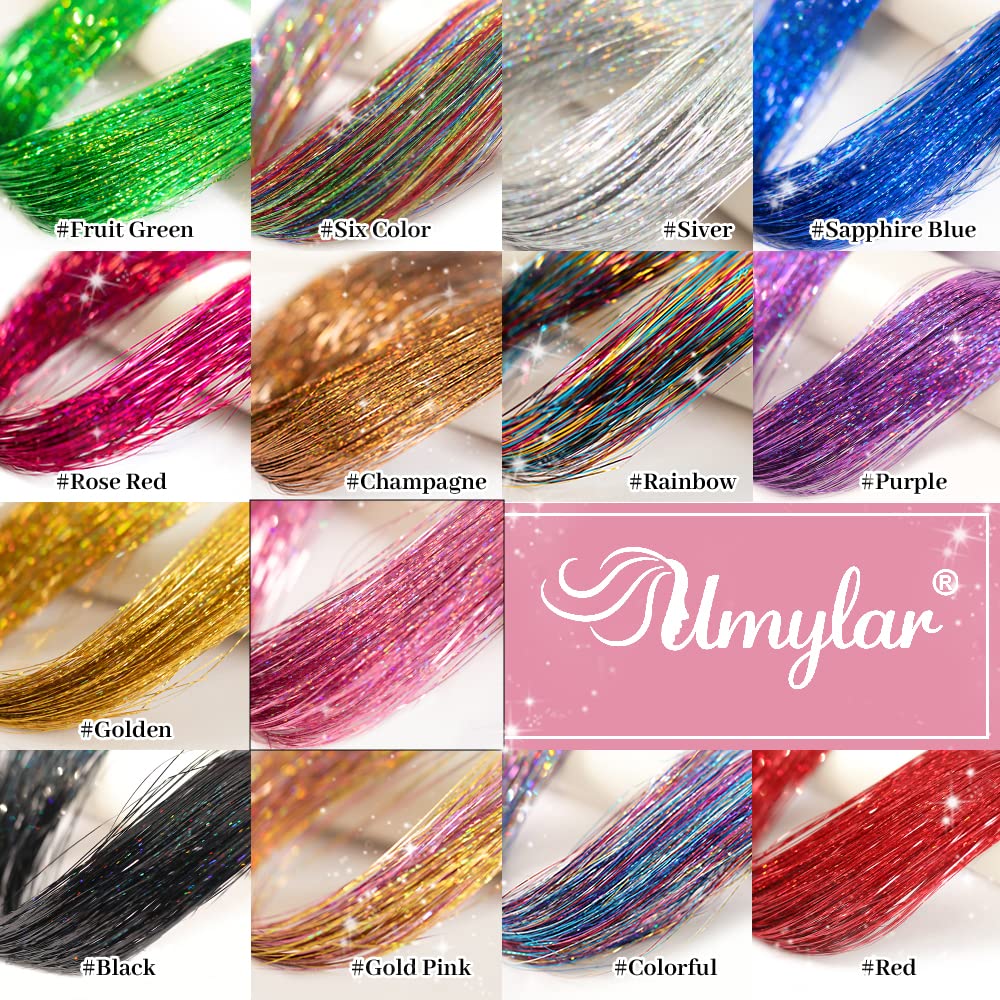 Umylar hair tinsel pack of 12 with 19 color options for versatile looks