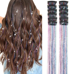 Umylar hair tinsel clip-in 20inch adds sparkle to daily looks.