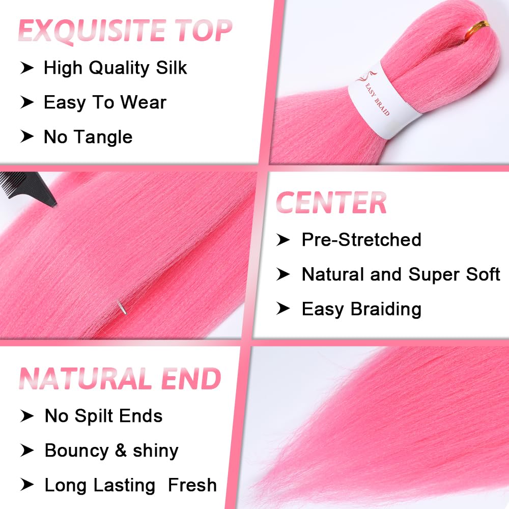 Umylar pink braiding hair display with crochet needle and accessories