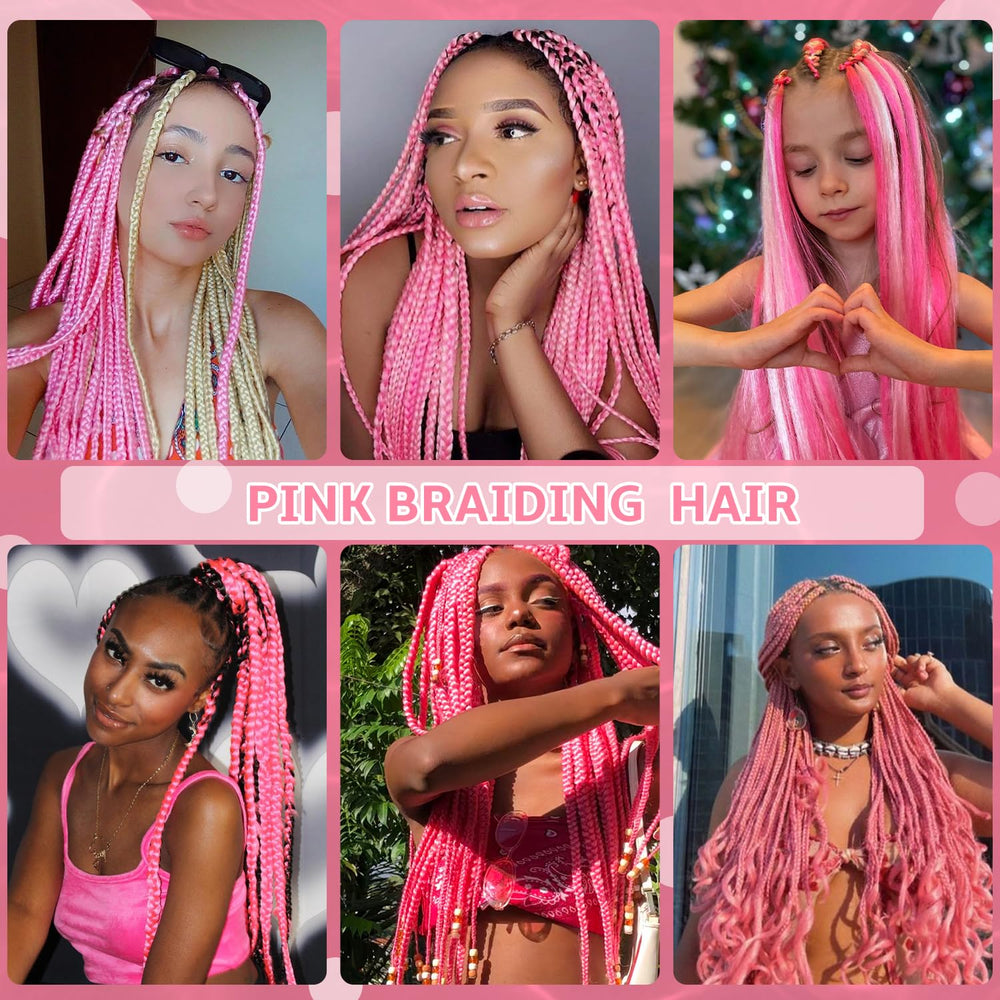 Umylar pink yaki braid hair close-up, natural texture ideal for simple daily looks