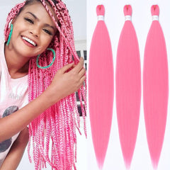 Umylar pre stretched braiding hair 32 inch pink close-up, soft fibers for easy styling and long wear