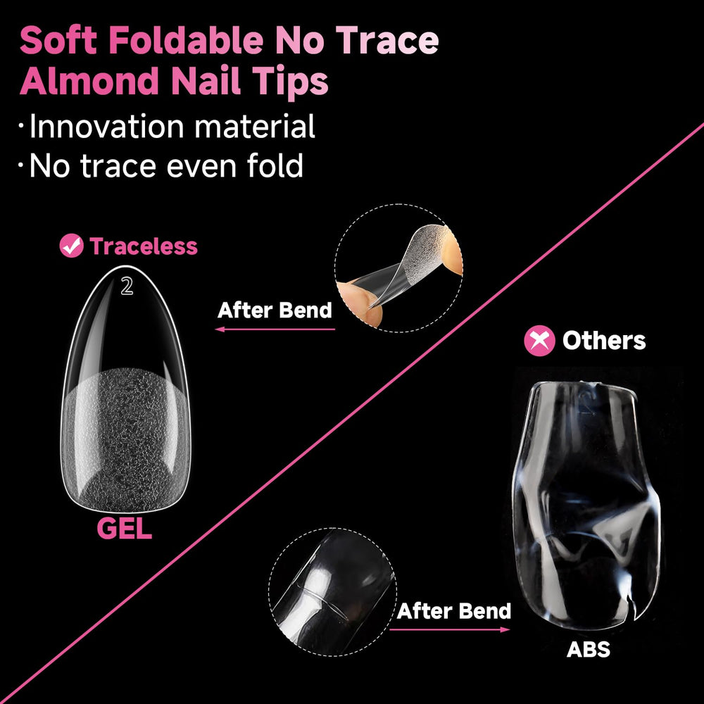 UNA GELLA almond tips kit includes 12 sizes for precise fitting.