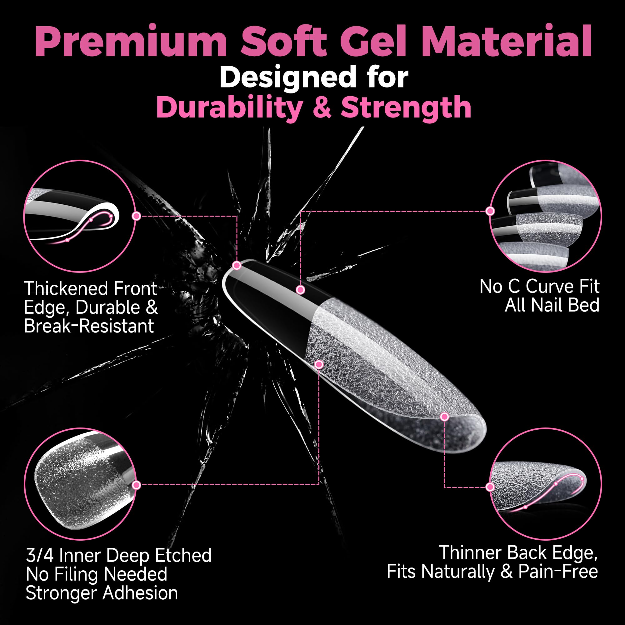UNA GELLA 12 sizes enable precise fit across nail beds.