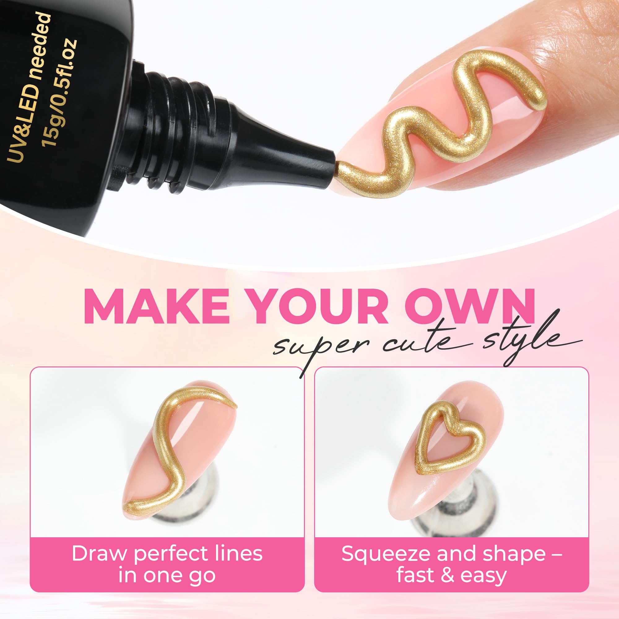 UNA GELLA 3D nail art flowers and bows for statement embellishments