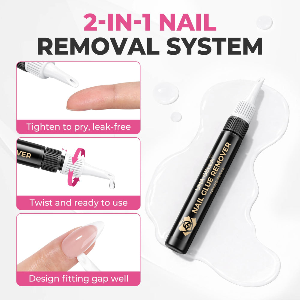 UNA GELLA acetone-free formula for gentle, odorless removal.