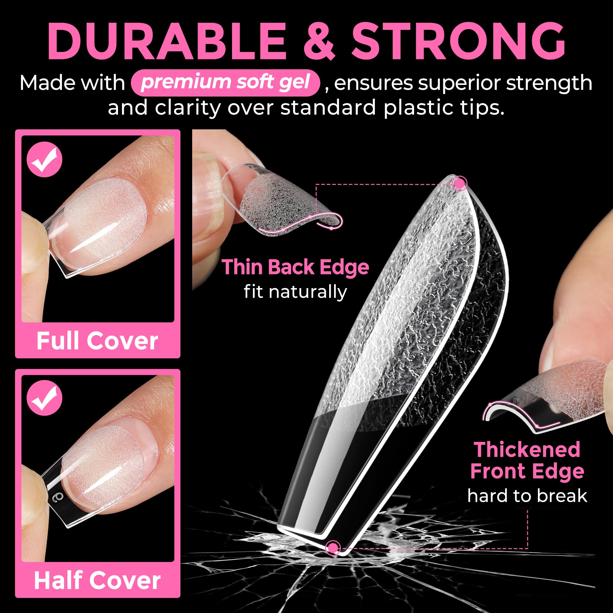 Puntas UNA GELLA con adherencia duradera y sin olor para uñas
