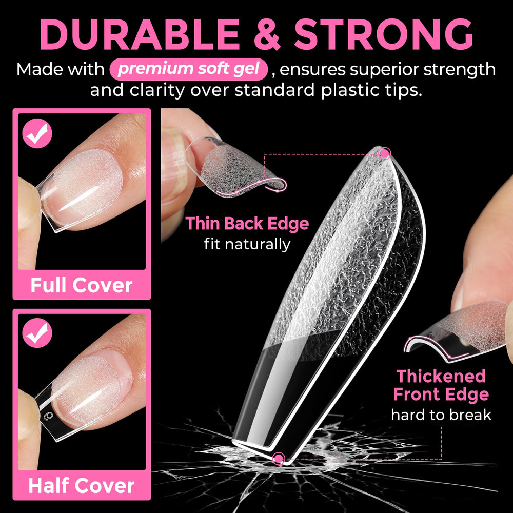 Puntas UNA GELLA con adherencia duradera y sin olor para uñas