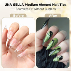 UNA GELLA Almond Tips 12 sizes with pre-numbered marks for quick fit
