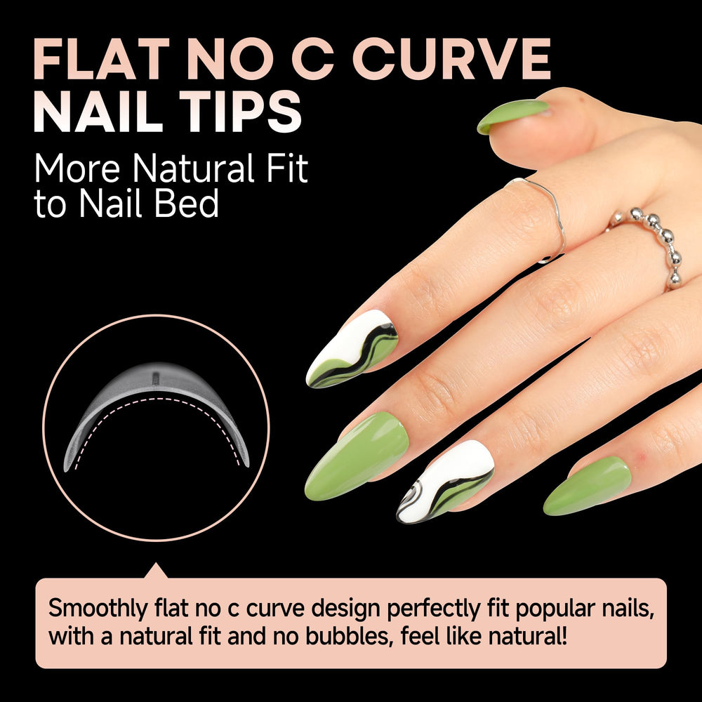 UNA GELLA Almond Tips break-resistant front edge for reliable nail art