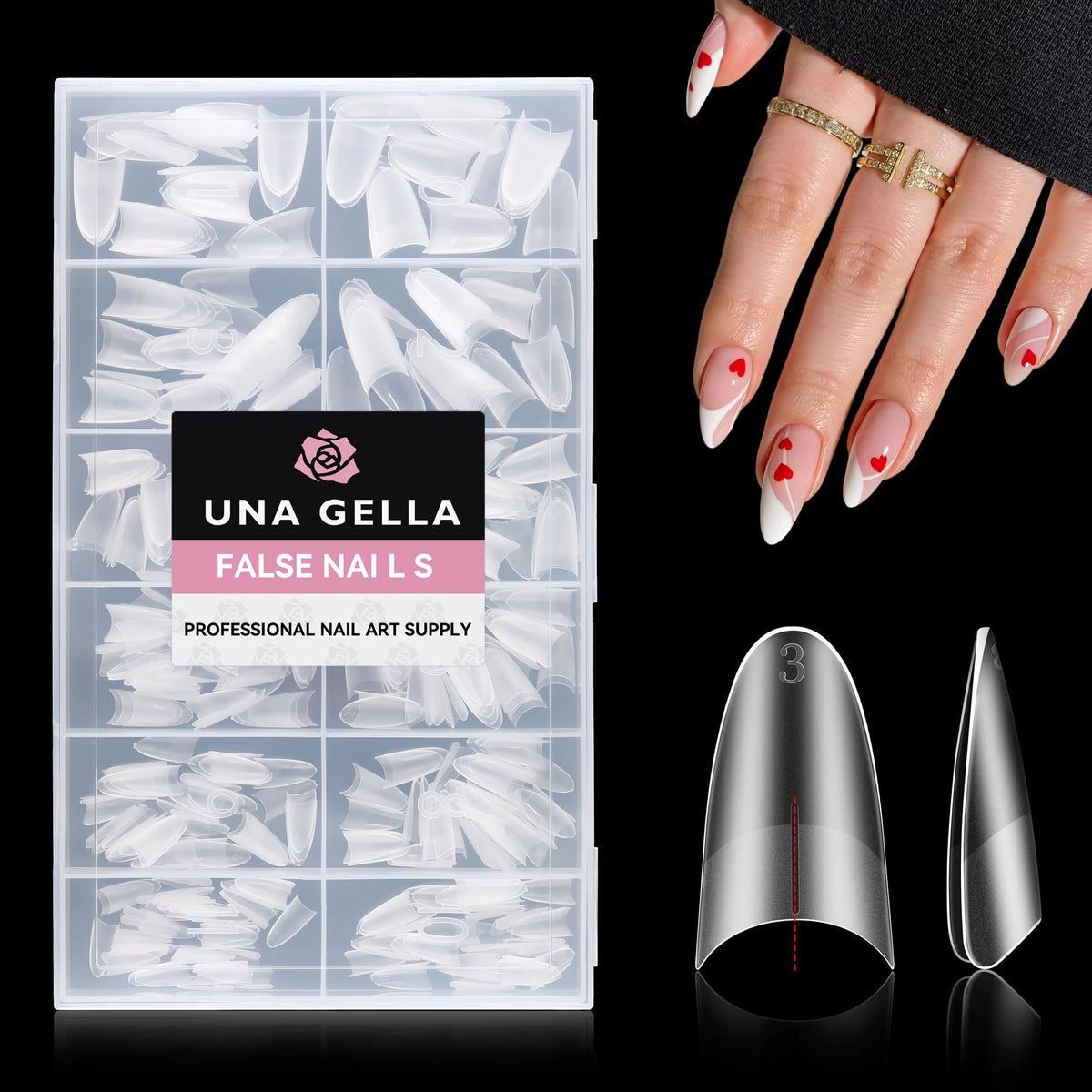 UNA GELLA Almond Tips double-side matte outer wall for easy polish and long-lasting shine