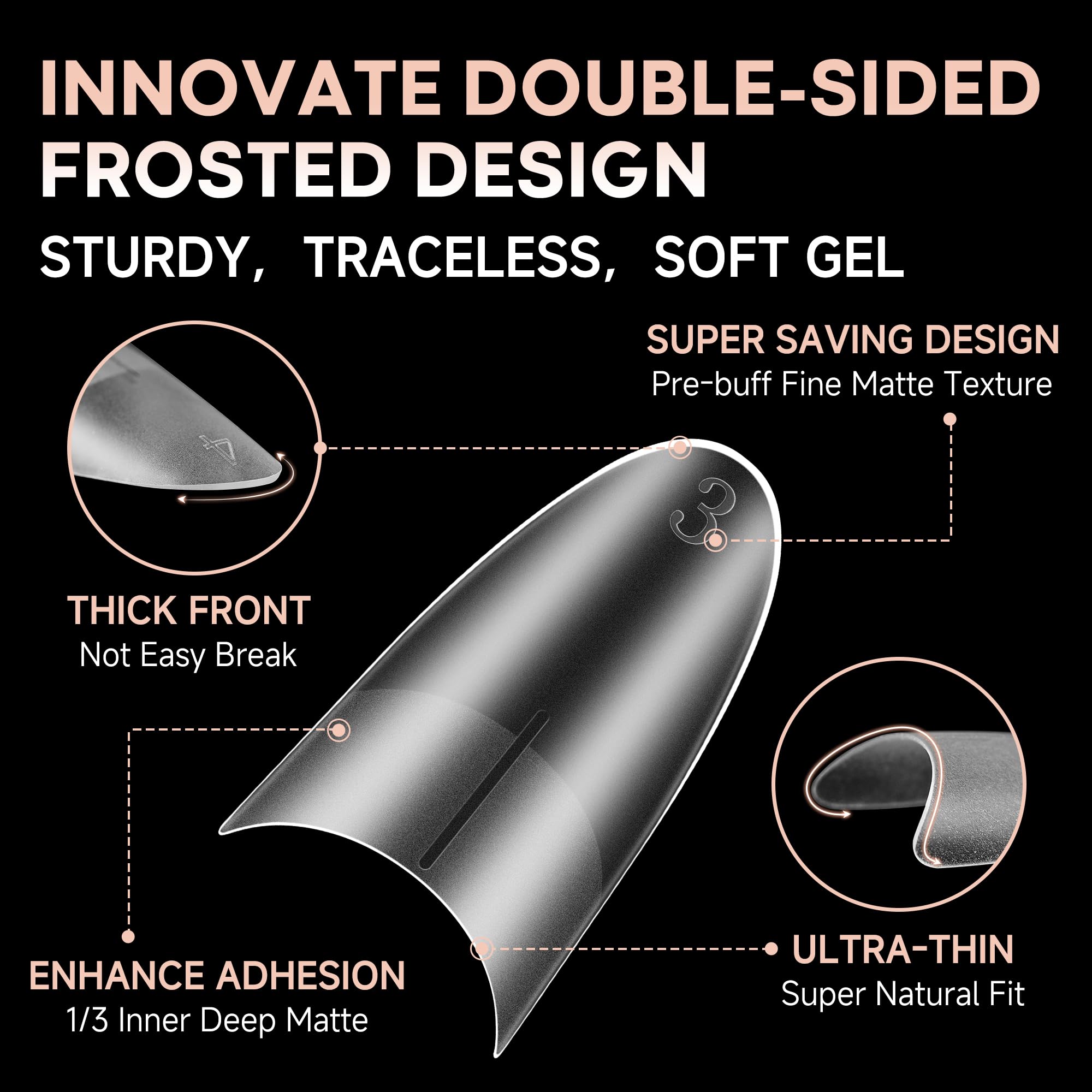 UNA GELLA Almond Tips half-cover design for lighter, breathable wear