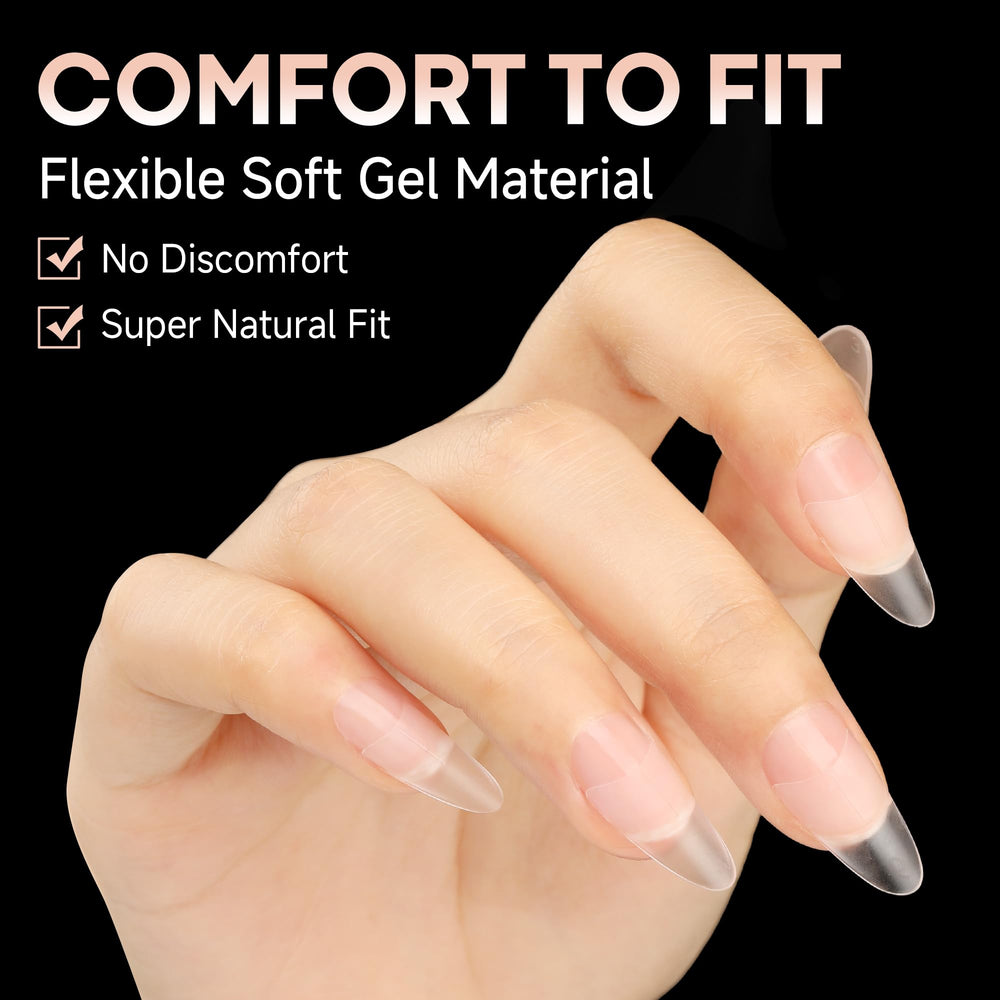 UNA GELLA Natural-fit soft gel material for comfortable, flexible tips