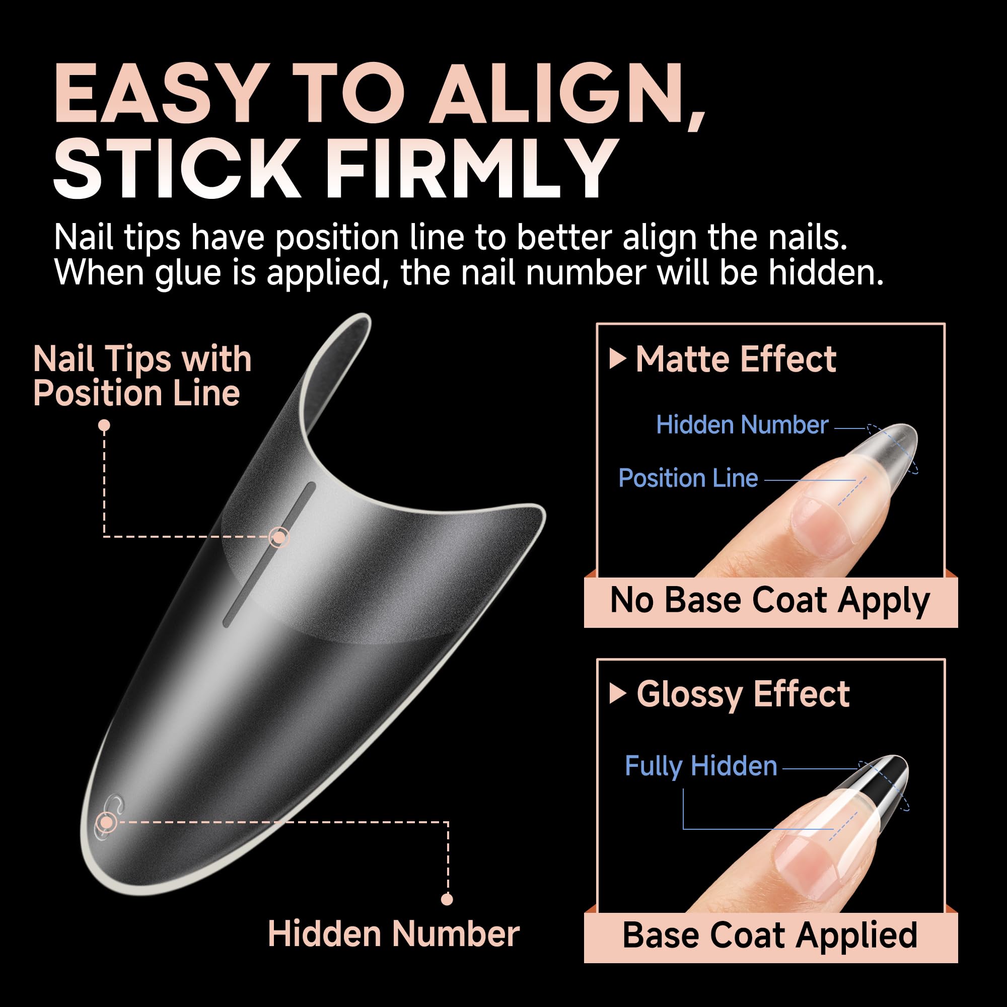 UNA GELLA Almond Tips thick front ultra-thin back for durability