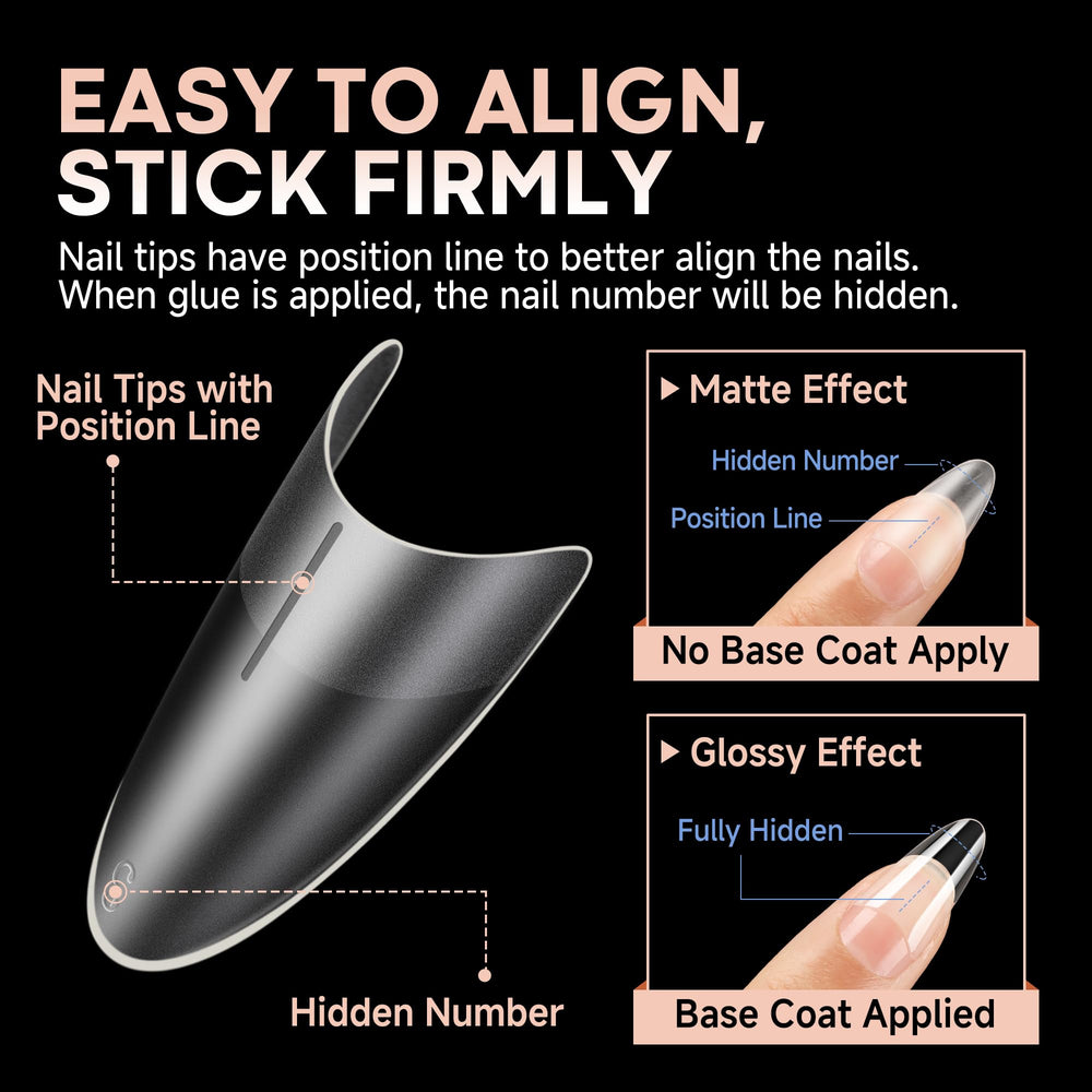 UNA GELLA Almond Tips thick front ultra-thin back for durability
