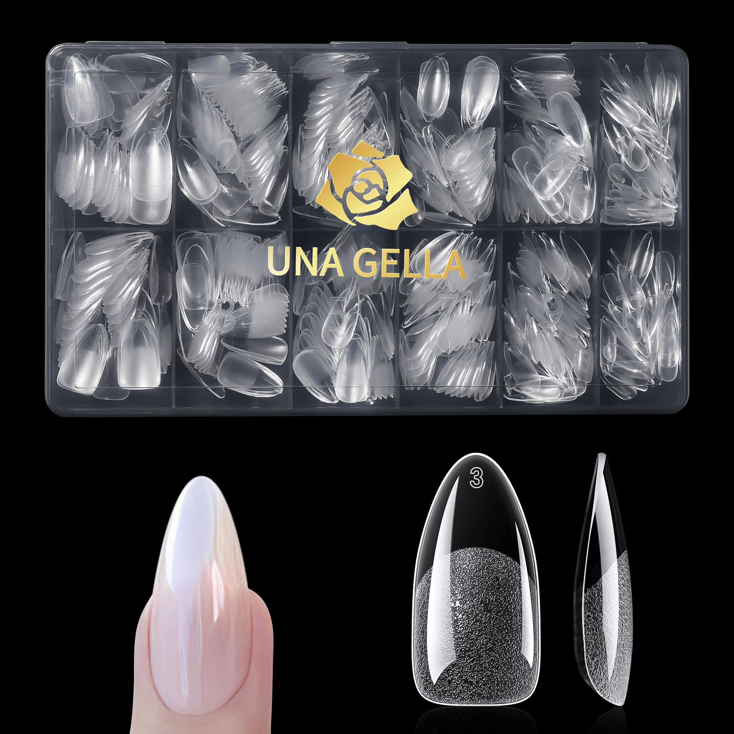 UNA GELLA aptas para lechos de uñas planos y curvos.