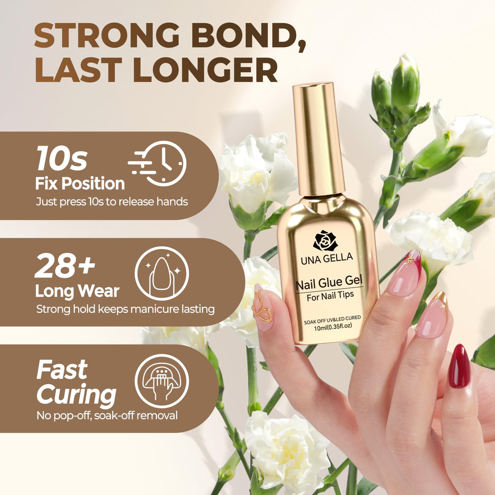 UNA GELLA base and blooming gel in one bottle for smooth color blending.