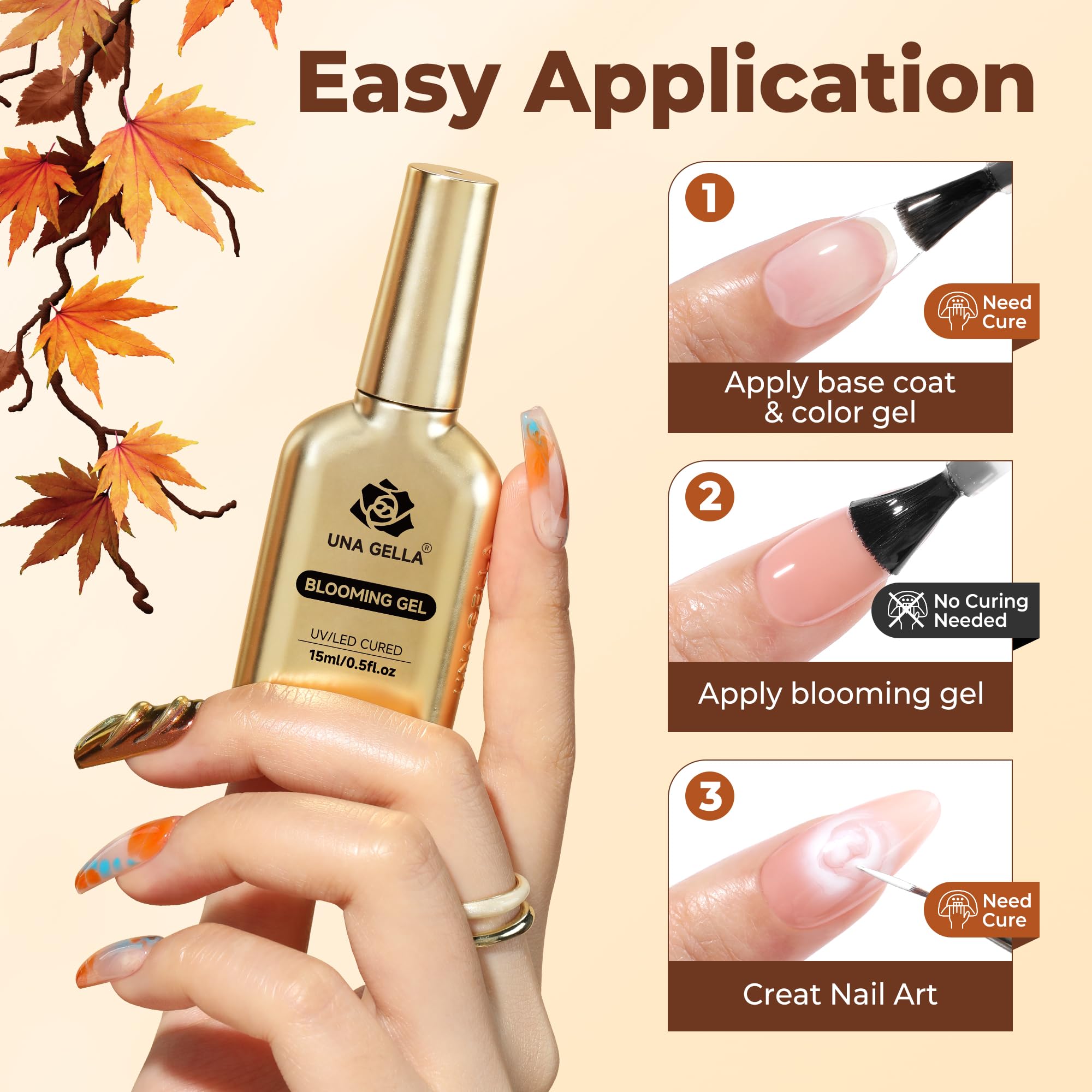 UNA GELLA Blooming Gel permite aplicación fácil para principiantes.