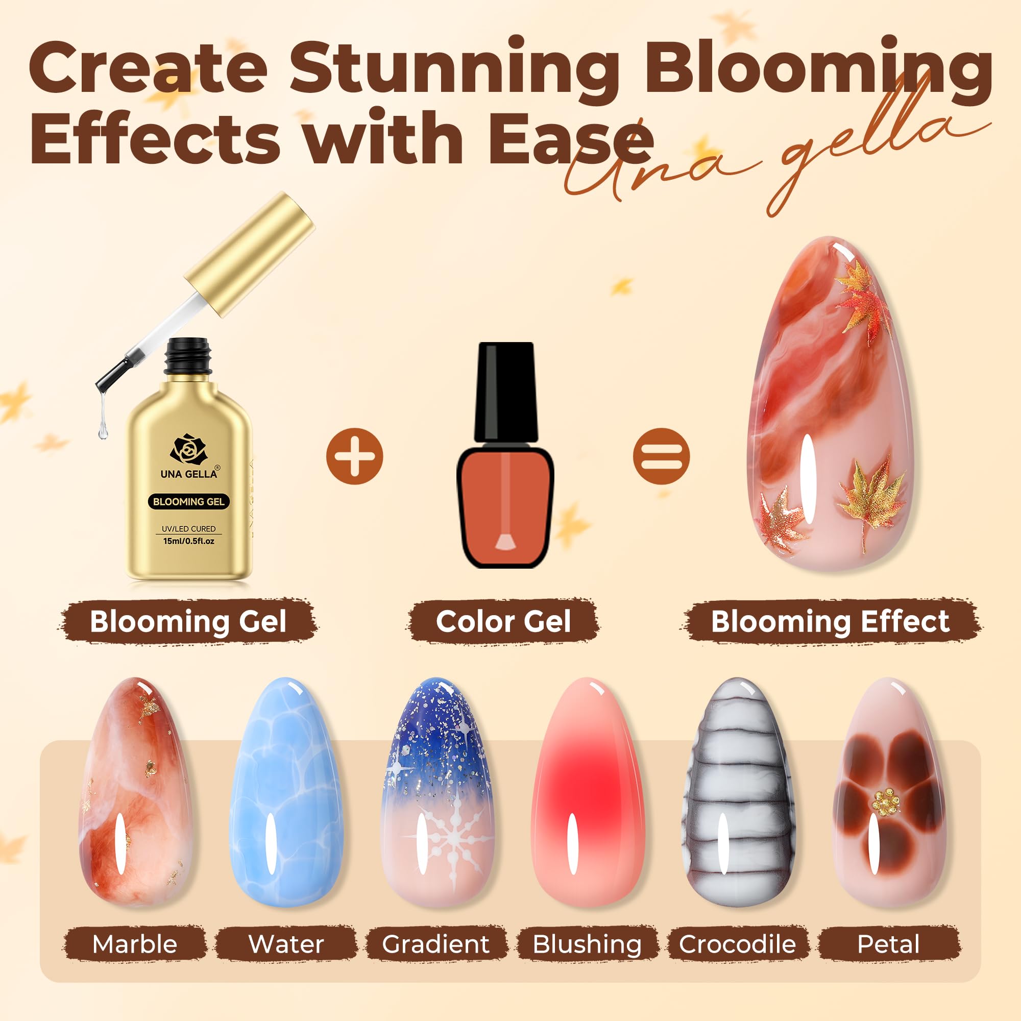 UNA GELLA Blooming Gel facilita acuarela y flores para un diseño suave.