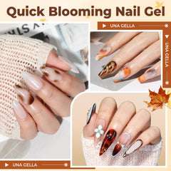 UNA GELLA Blooming Gel muestra efecto mármol en uñas para arte elegante.