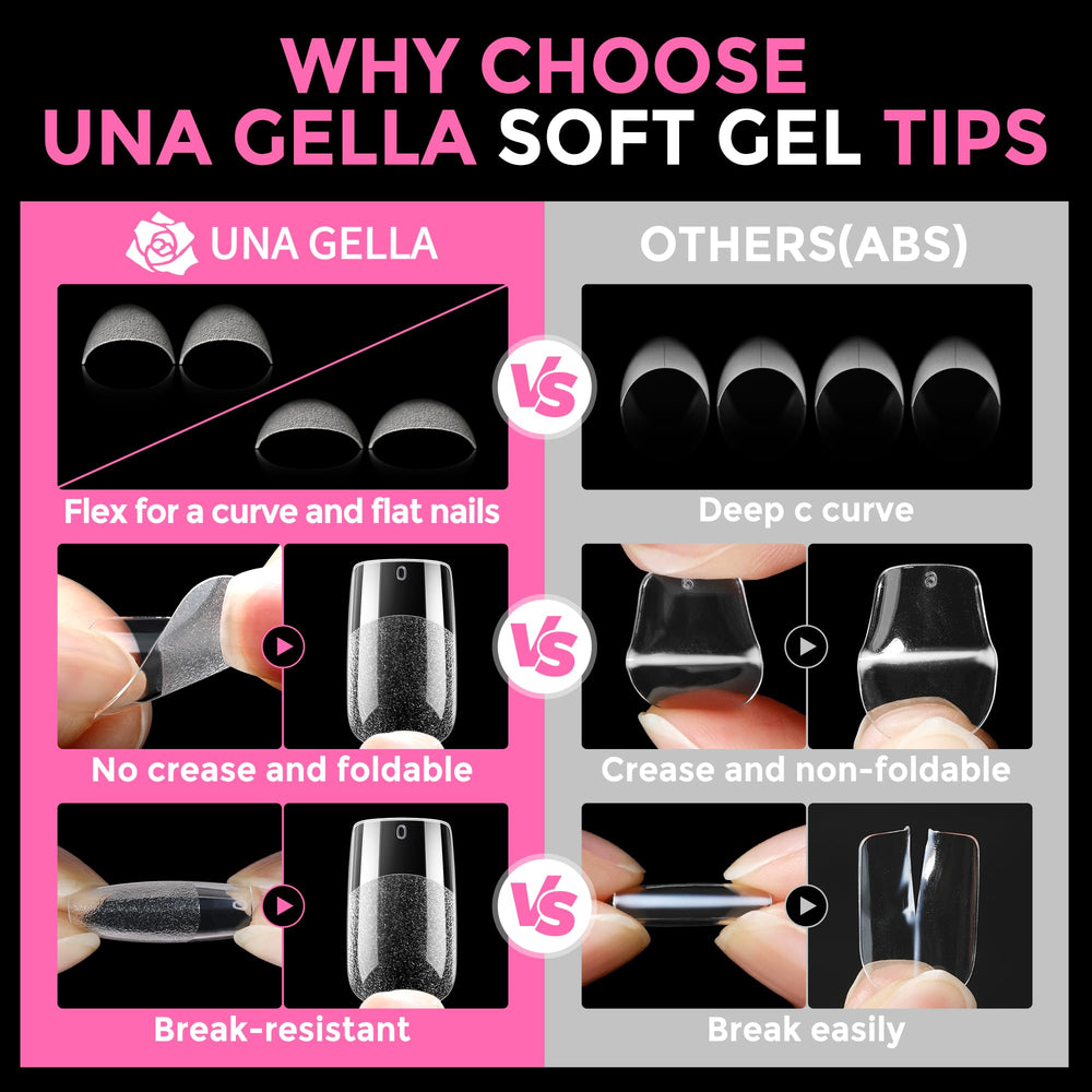 Borde suave de las puntas UNA GELLA para aplicación cómoda.