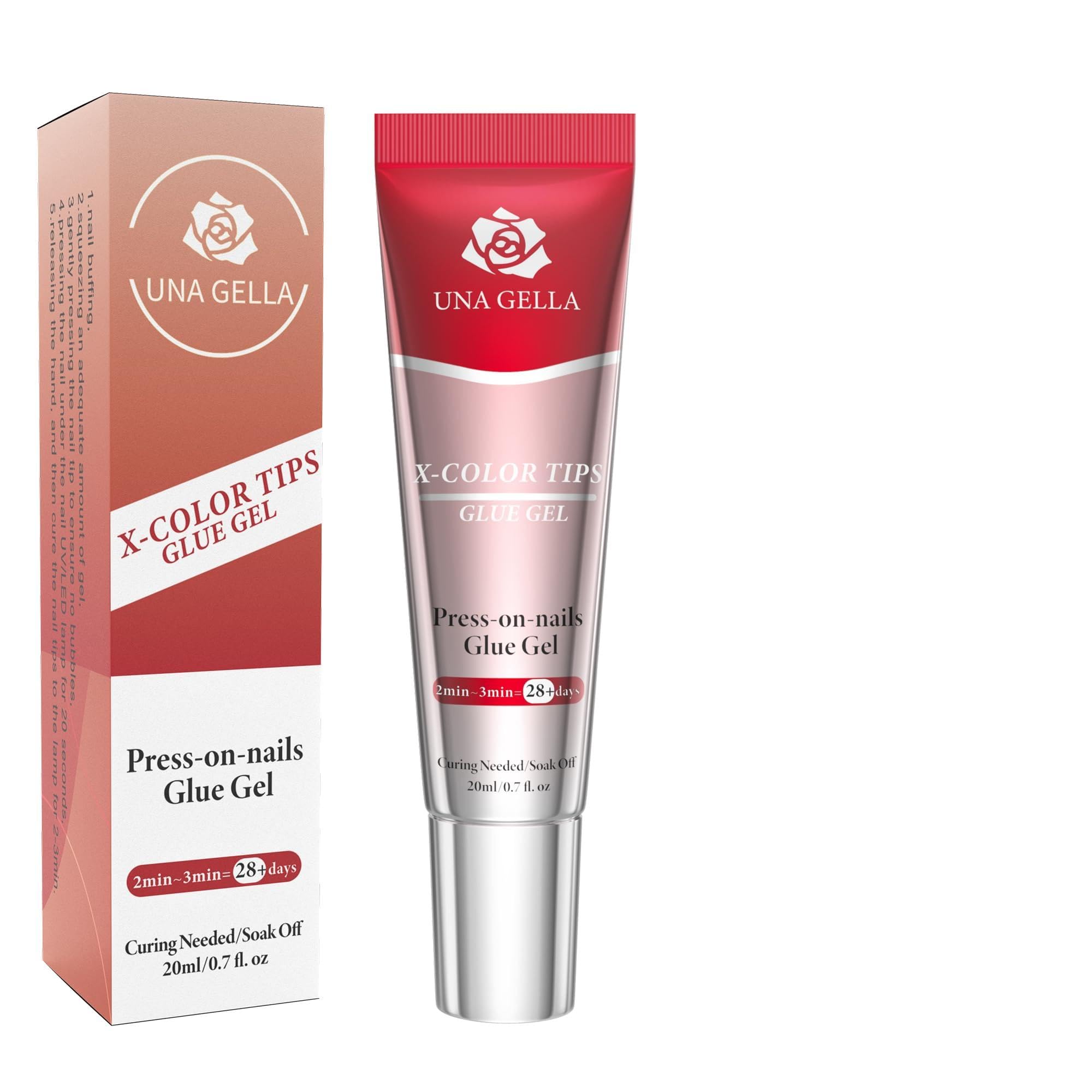 UNA GELLA botella-pegamento-gel-uv-20ml, adhesión duradera para uñas.