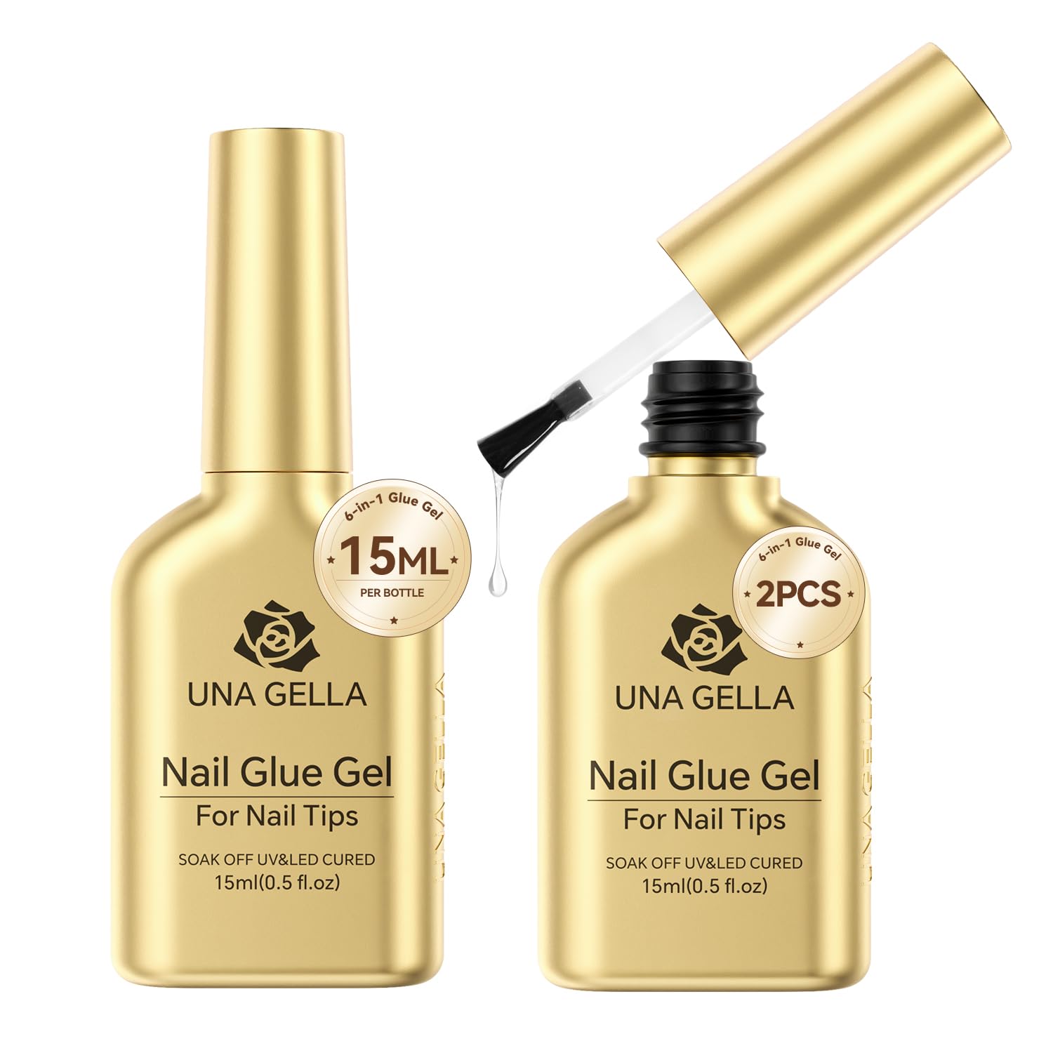 UNA GELLA: botella de pegamento para uñas acrílicas claras con adherencia fuerte.