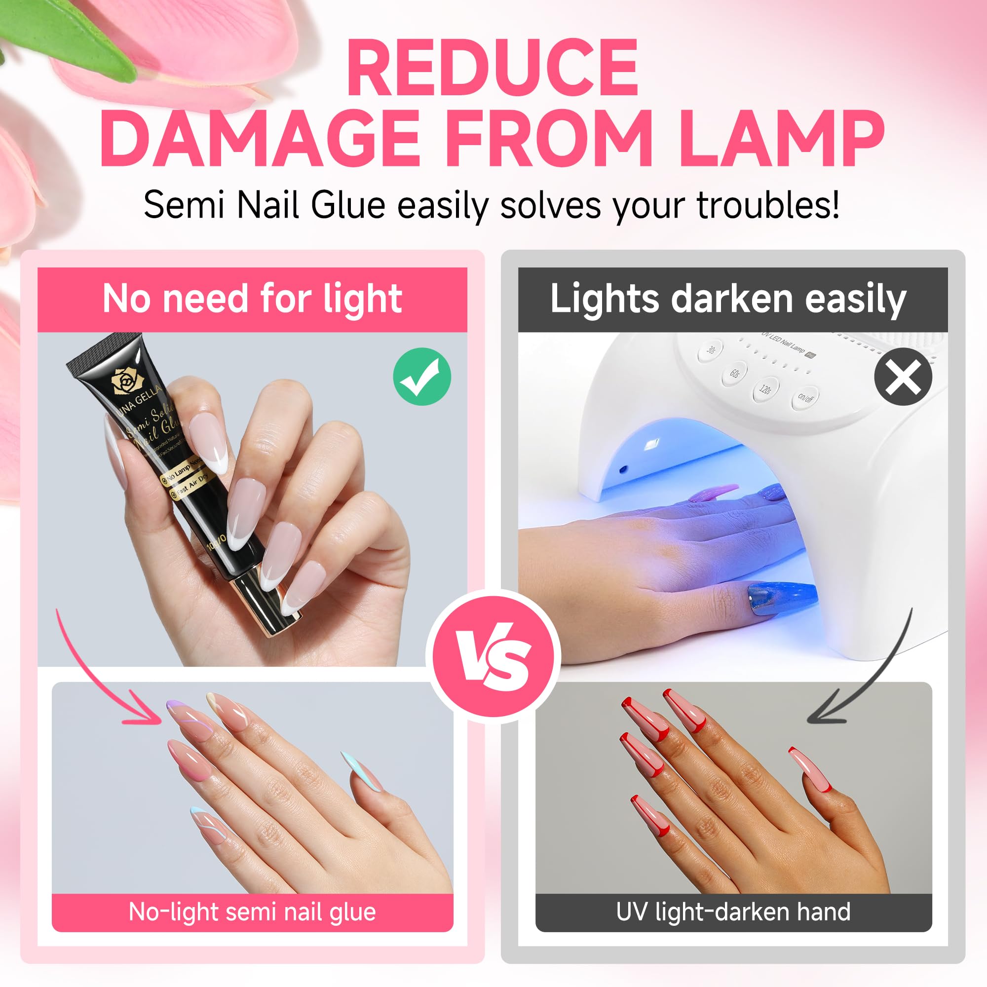 UNA GELLA cap sealing tip emphasizes proper use to prevent drying.