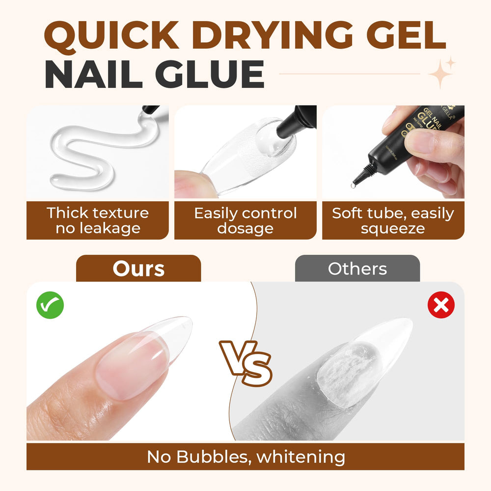 UNA GELLA close-up displays clear formula ideal for transparent tips