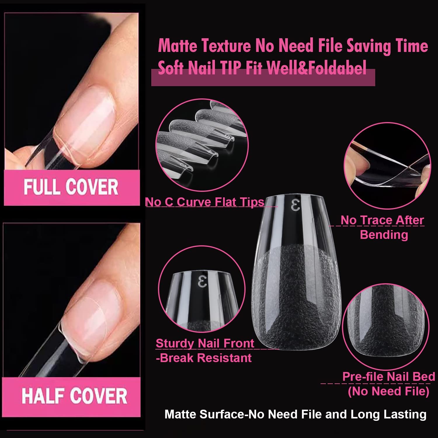 UNA GELLA clear full-cover nail tips reveal natural color