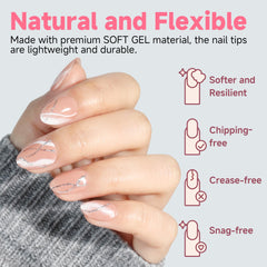UNA GELLA clear full-cover almond tips for natural-looking extensions