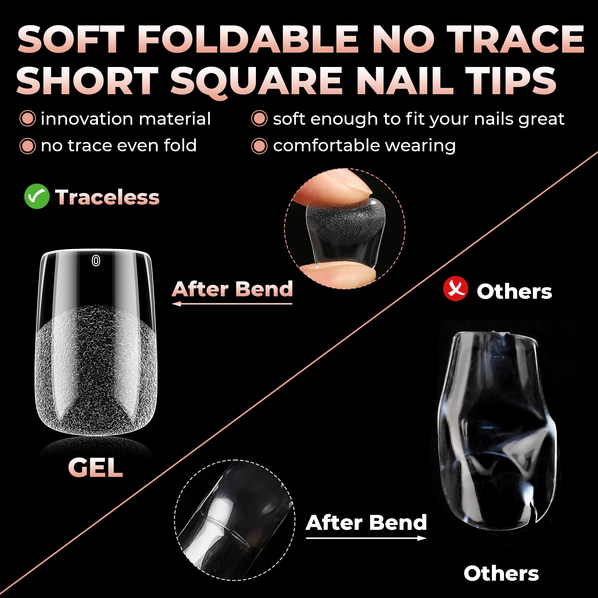 UNA GELLA clear full-cover tips provide glossy color application