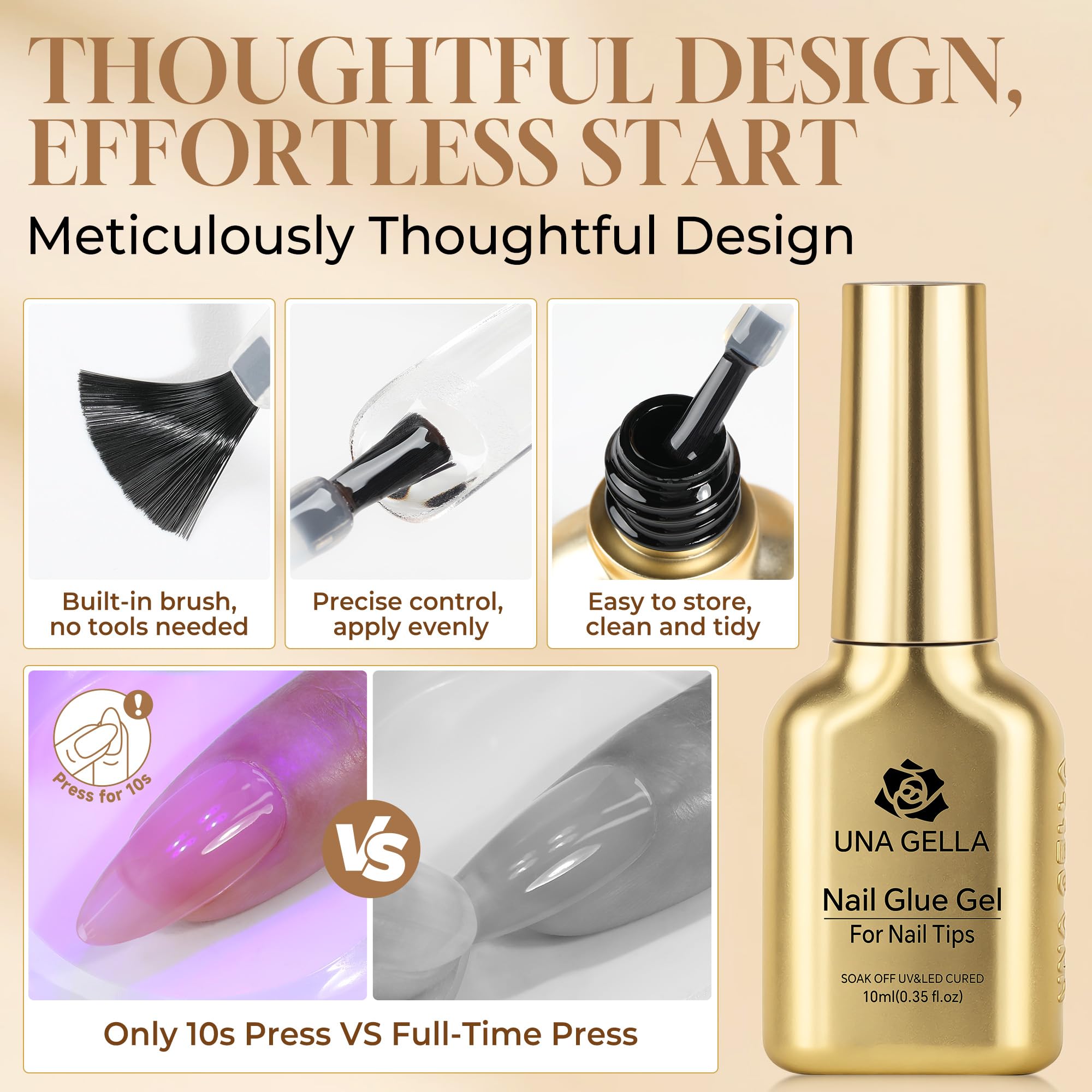 UNA GELLA clear nail tips with long-lasting finish.