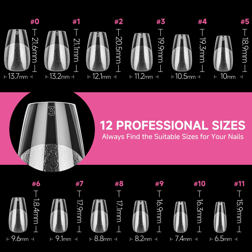 UNA GELLA coffin tips compatible with polish, dip powder, acrylic