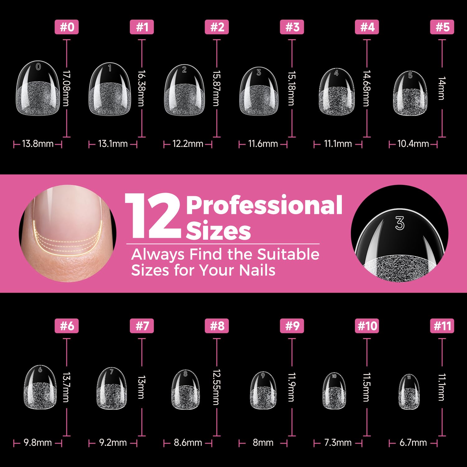 UNA GELLA compact 312-piece pack covers 12 sizes for versatile fits.