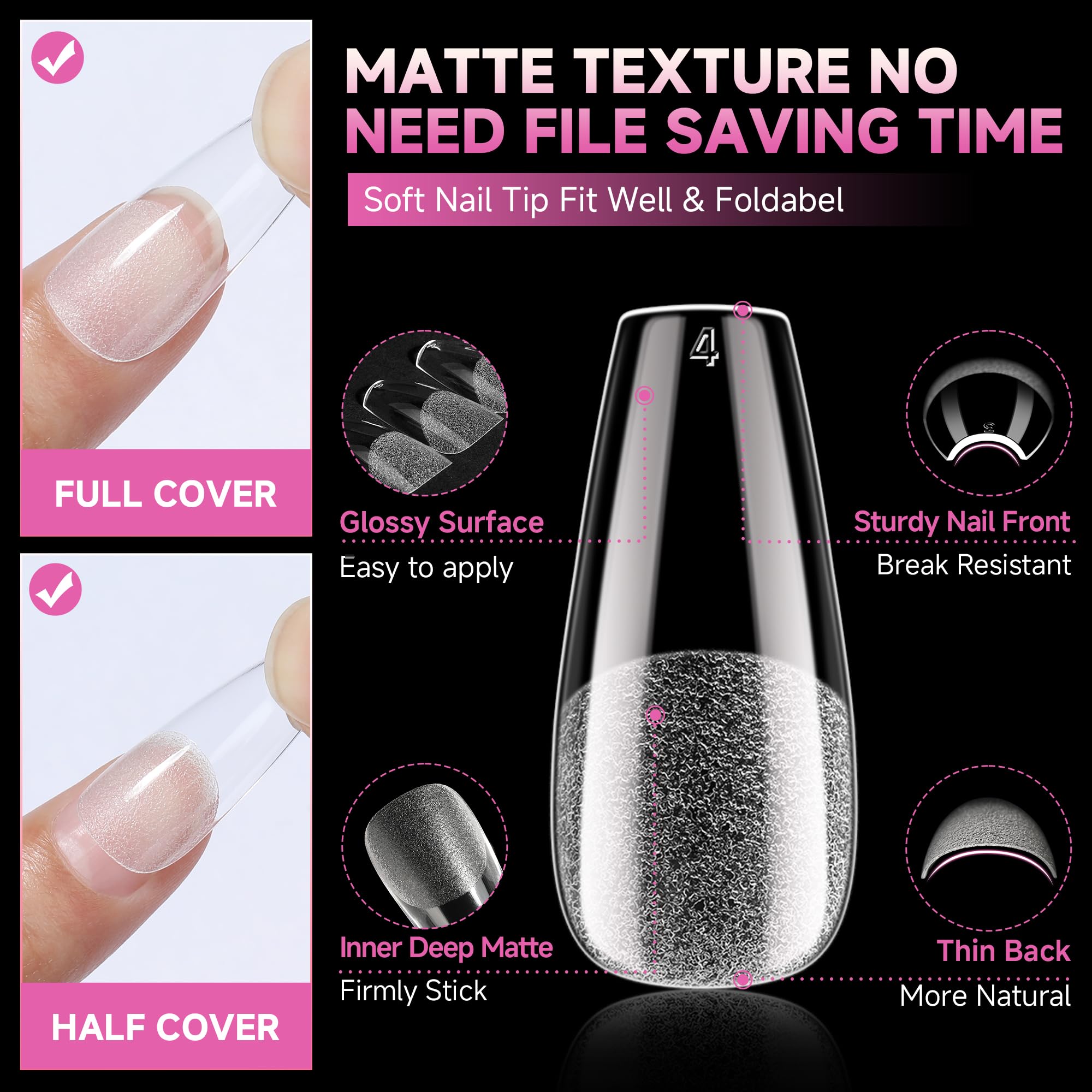 UNA GELLA crease-free clear tips prevent creasing and maintain brightness.