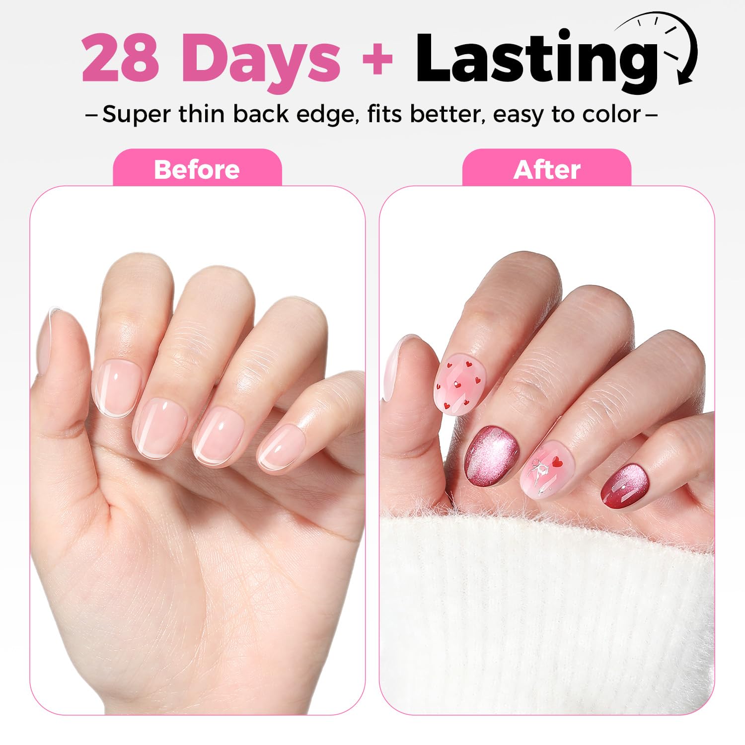 UNA GELLA deep etched inner surface provides stronger glue grip for lasting adhesion.