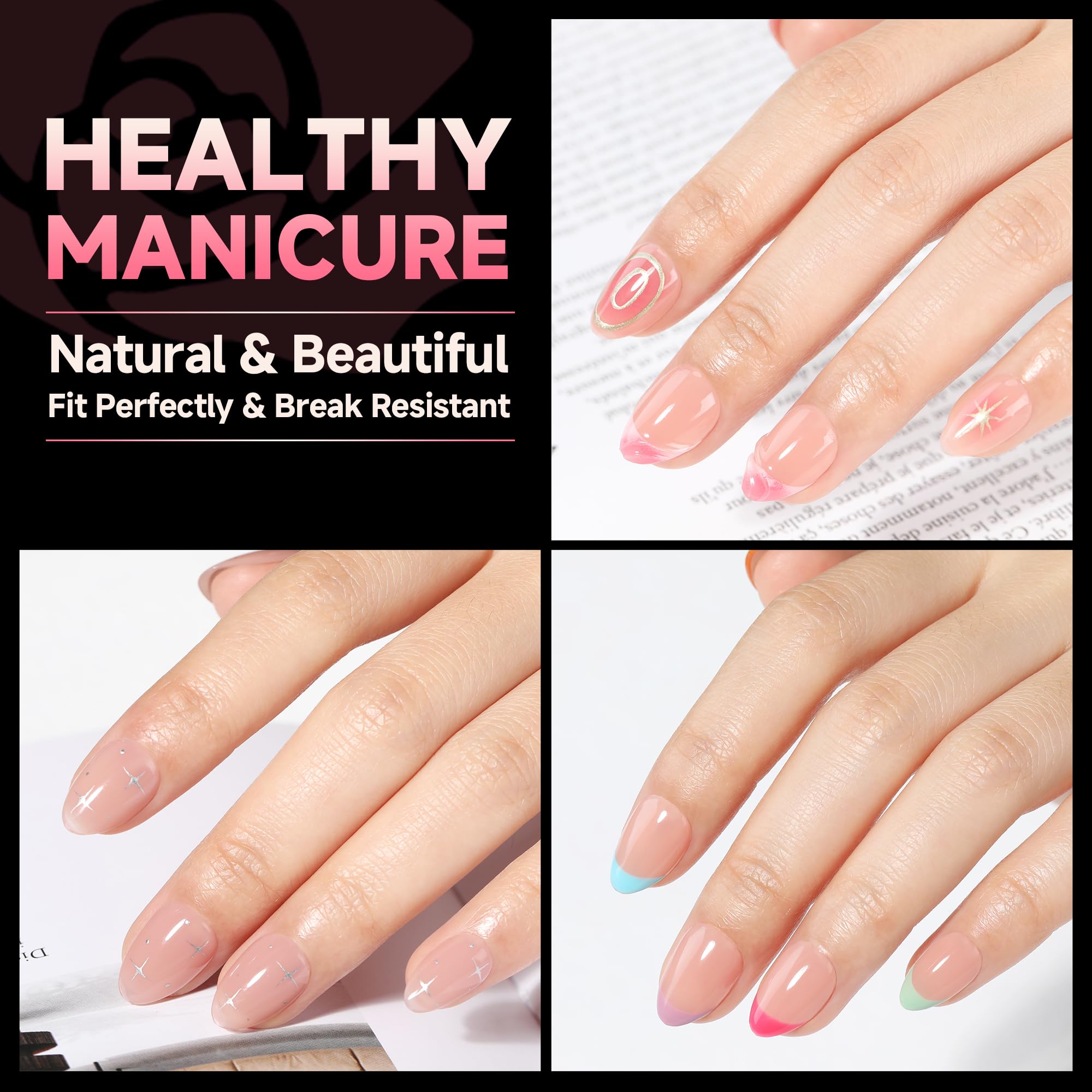 UNA GELLA almond tips with deep matte inner texture for stronger adhesion